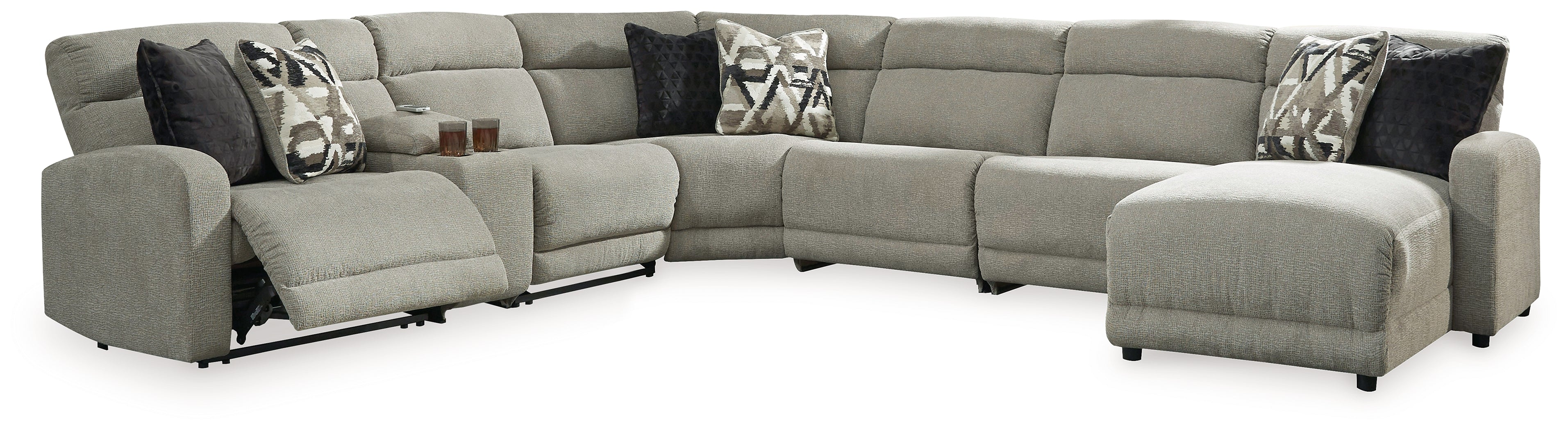 Sectionals for Less - Ashley Furniture - Colleyville Sectional - 7-Piece Power Reclining Sectional with Chaise / Stone - 54405S32