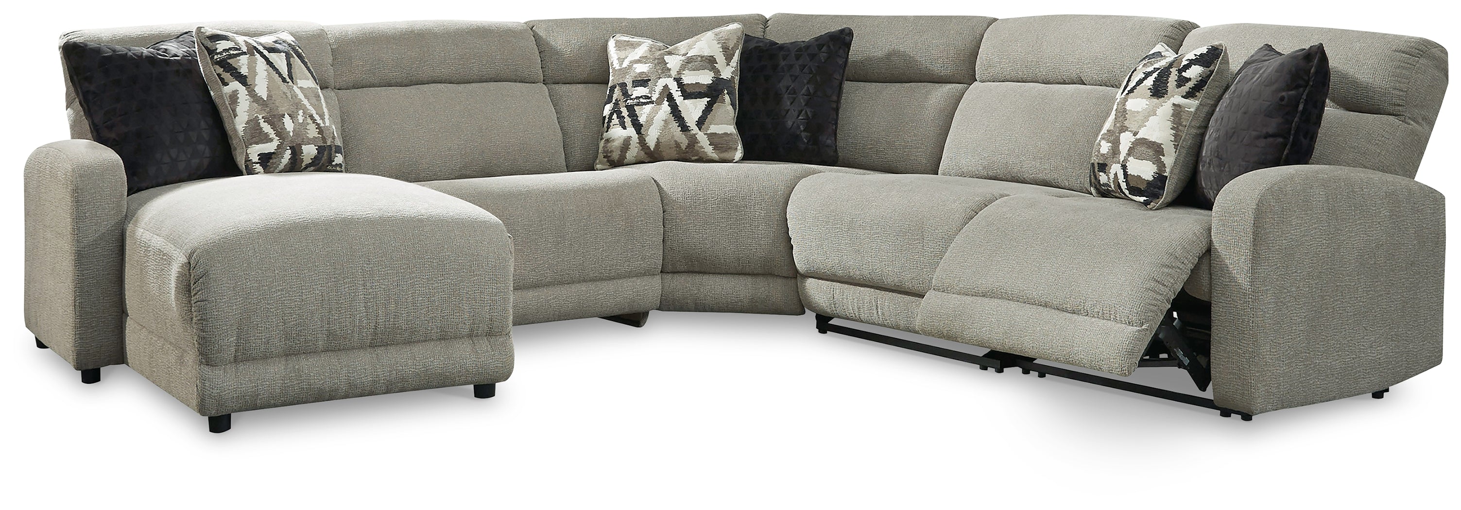 Sectionals for Less - Ashley Furniture - Colleyville Sectional - 5-Piece Power Reclining Sectional with Chaise / Stone - 54405S11