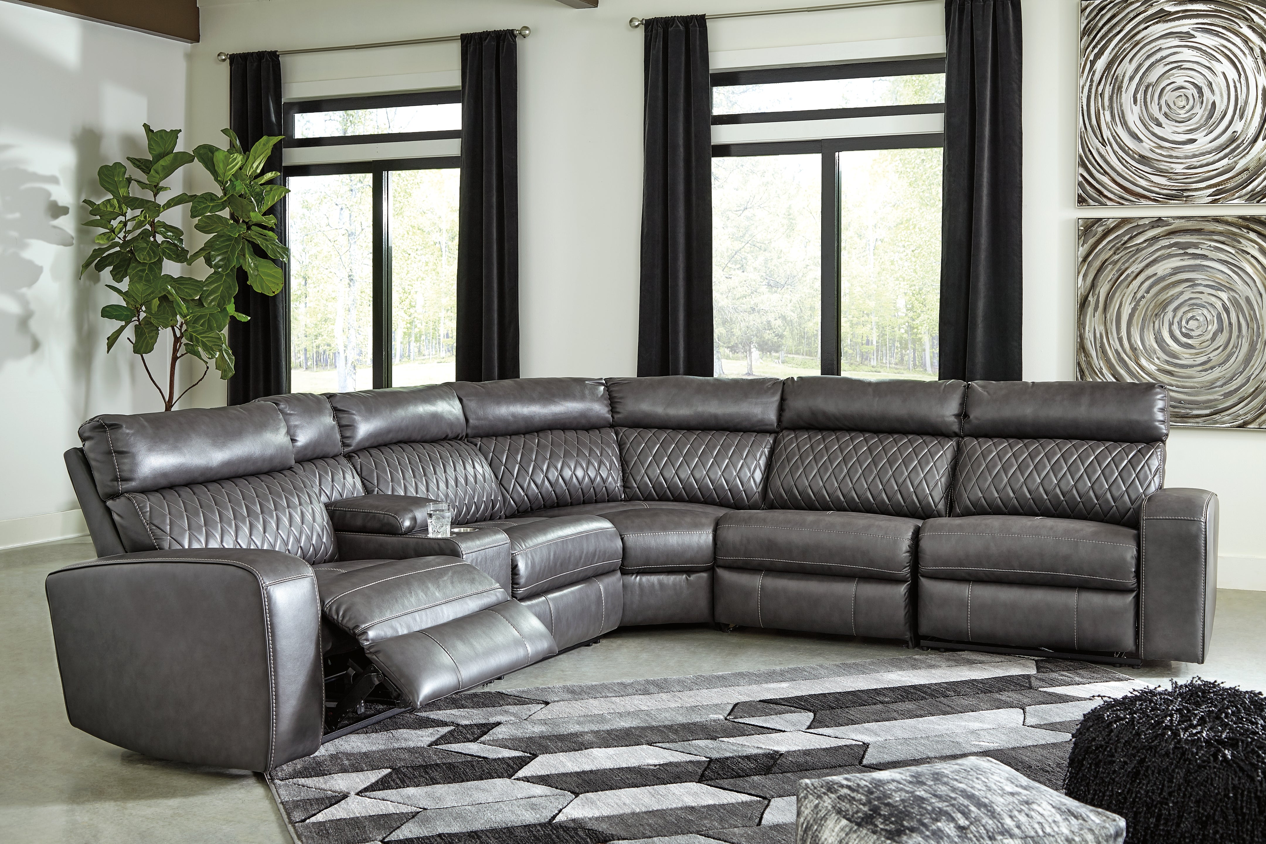 Sectionals for Less - Ashley Furniture - Samperstone Sectional - 2-Piece Power Reclining Sectional Loveseat / Gray - 55203S5