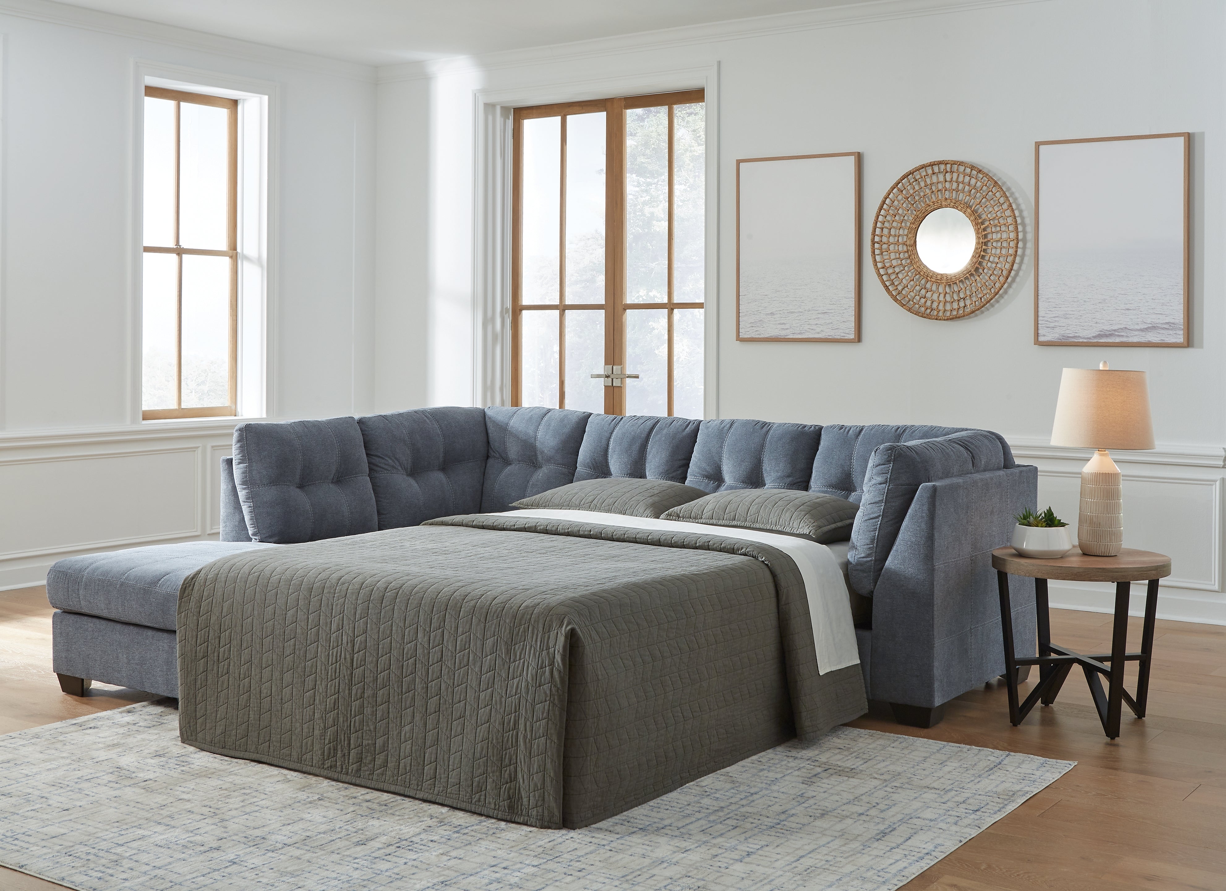 Sectionals for Less - Ashley Furniture - Marleton Sectional - RAF 2-Piece Sleeper Sectional with Chaise / Denim - 55303S3
