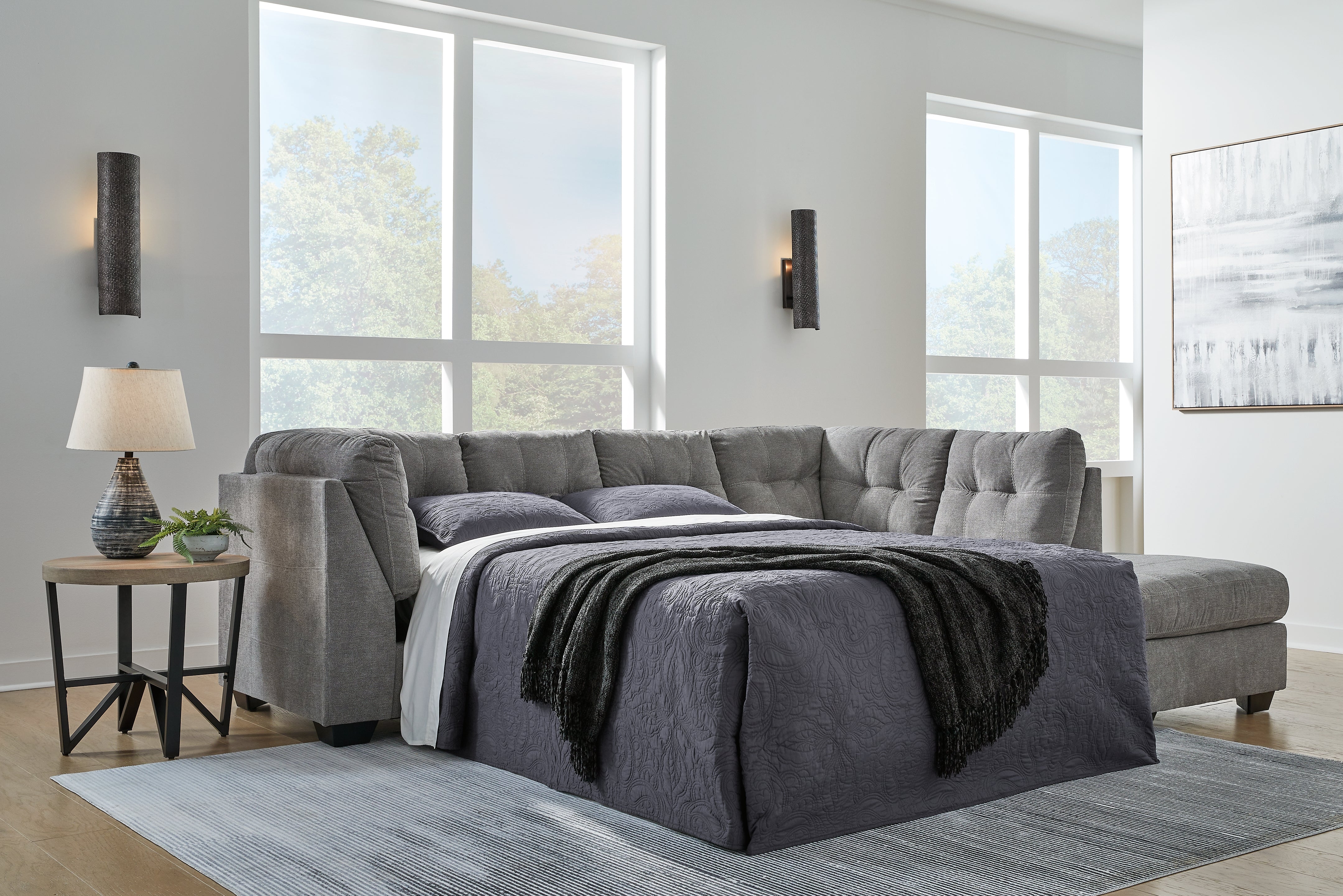 Sectionals for Less - Ashley Furniture - Marleton Sectional - 2-Piece Sleeper Sectional with Chaise / Gray - 55305S4