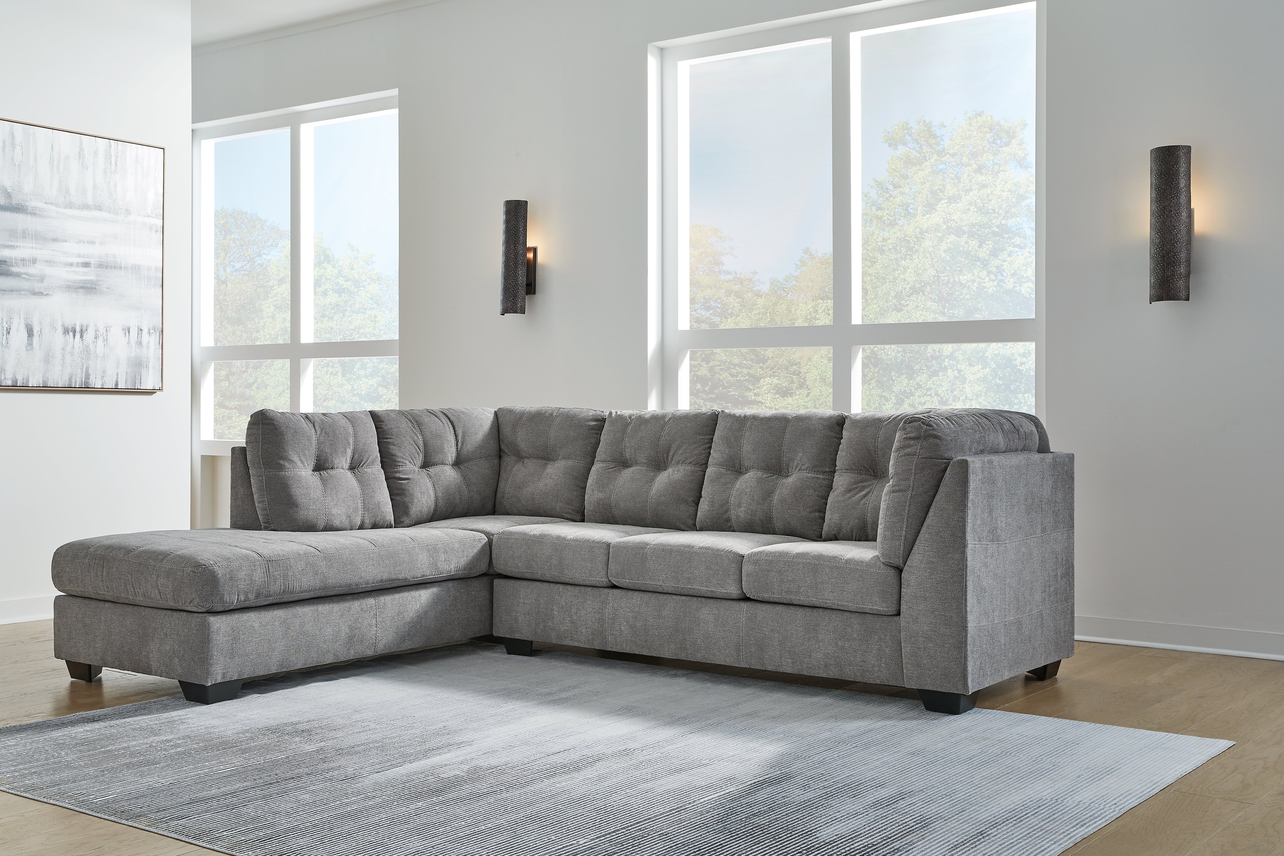 Sectionals for Less - Ashley Furniture - Marleton Sectional - RAF 2-Piece Sectional with Chaise / Gray - 55305S1