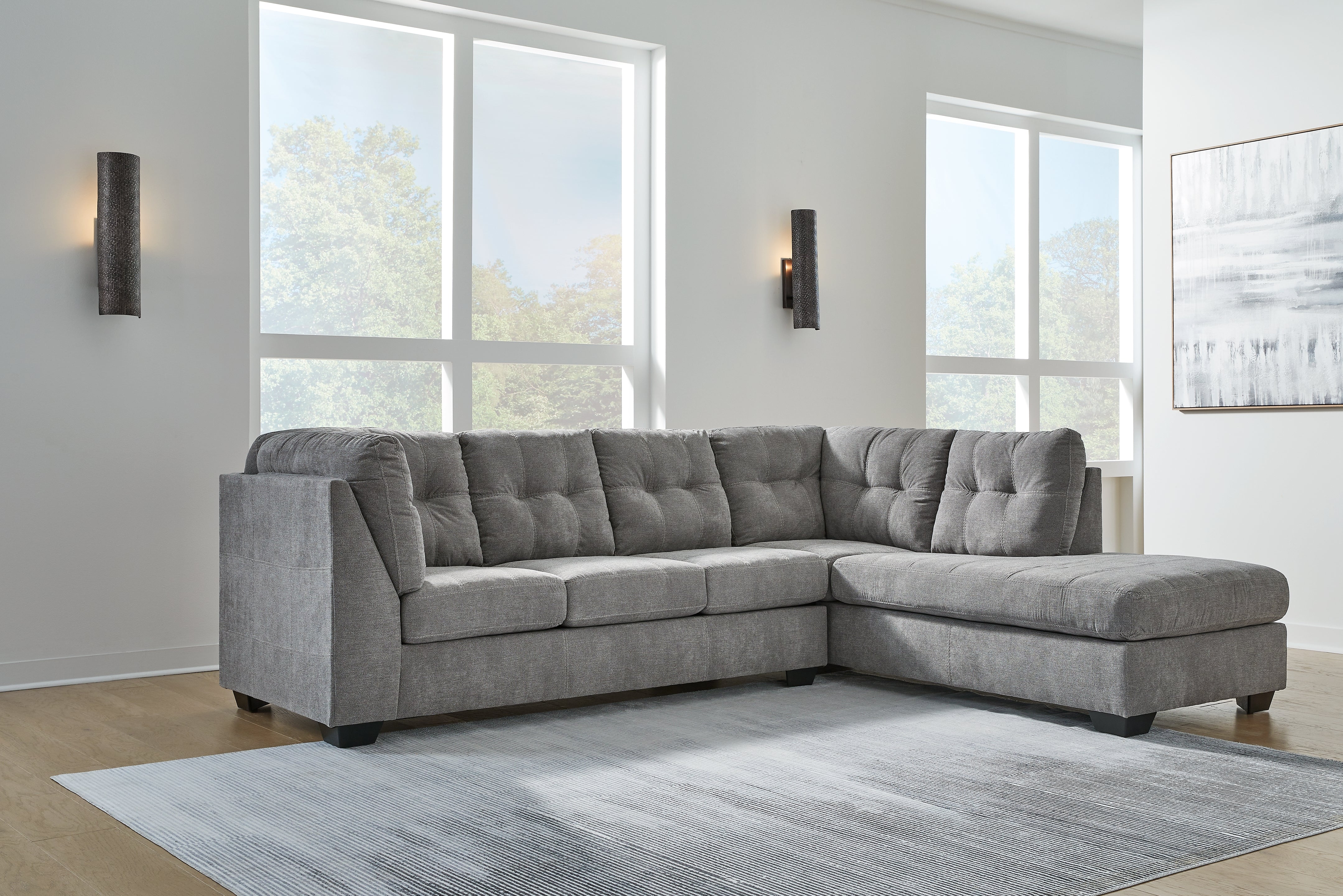 Sectionals for Less - Ashley Furniture - Marleton Sectional - LAF 2-Piece Sectional with Chaise / Gray - 55305S2