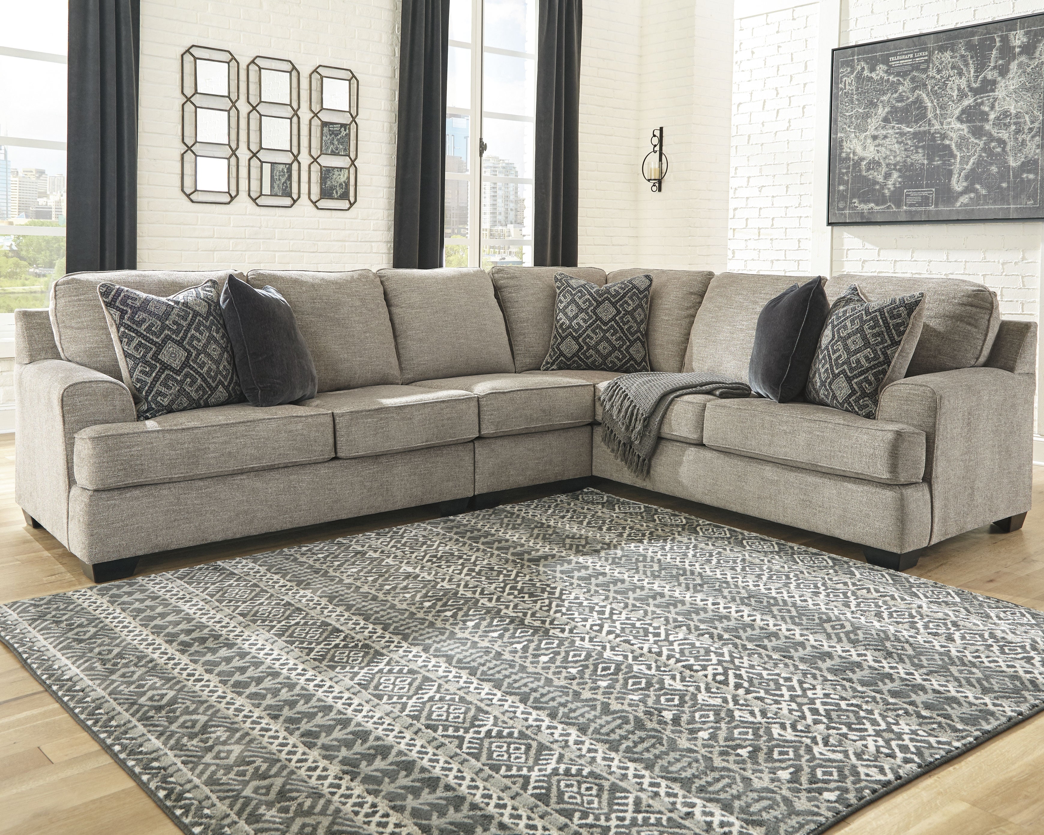 Sectionals for Less - Ashley Furniture - Bovarian Sectional - RAF 4-Piece Sectional / Stone - 56103S5