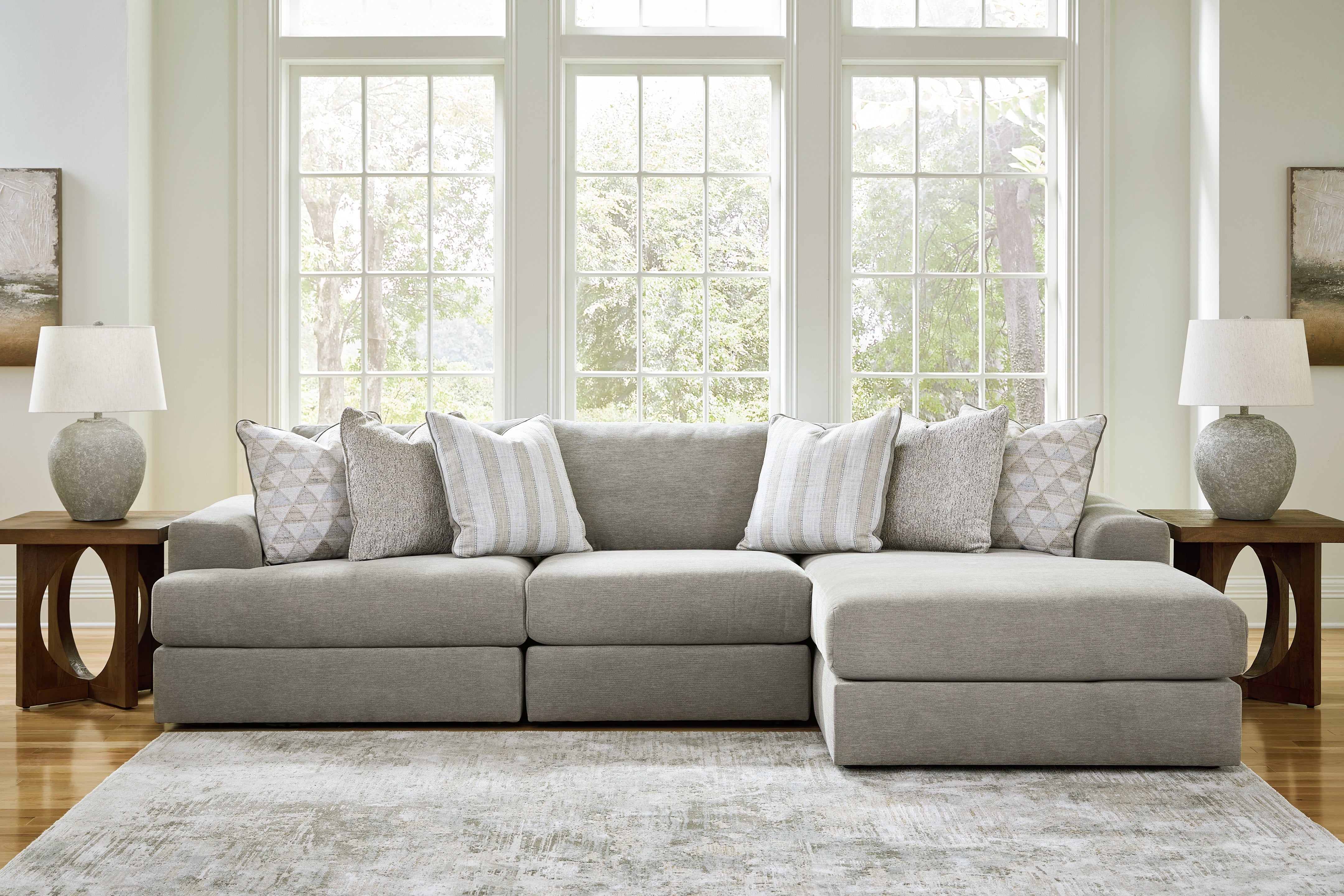Sectionals for Less - Ashley Furniture - Avaliyah Sectional - RAF 3-Piece Sectional with Chaise / Ash - 58103S4