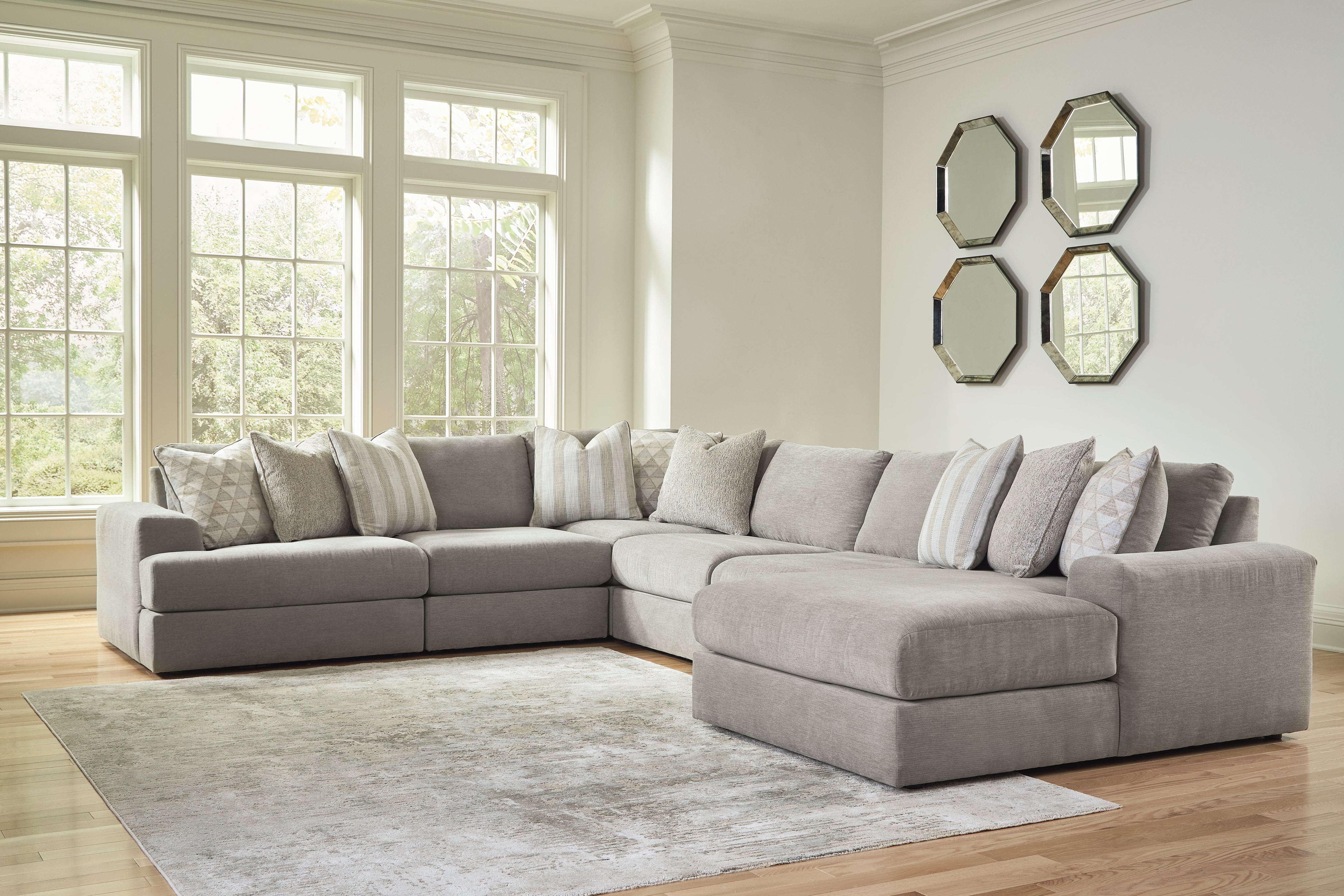 Sectionals for Less - Ashley Furniture - Avaliyah Sectional - RAF 6-Piece Sectional with Chaise / Ash - 58103S12