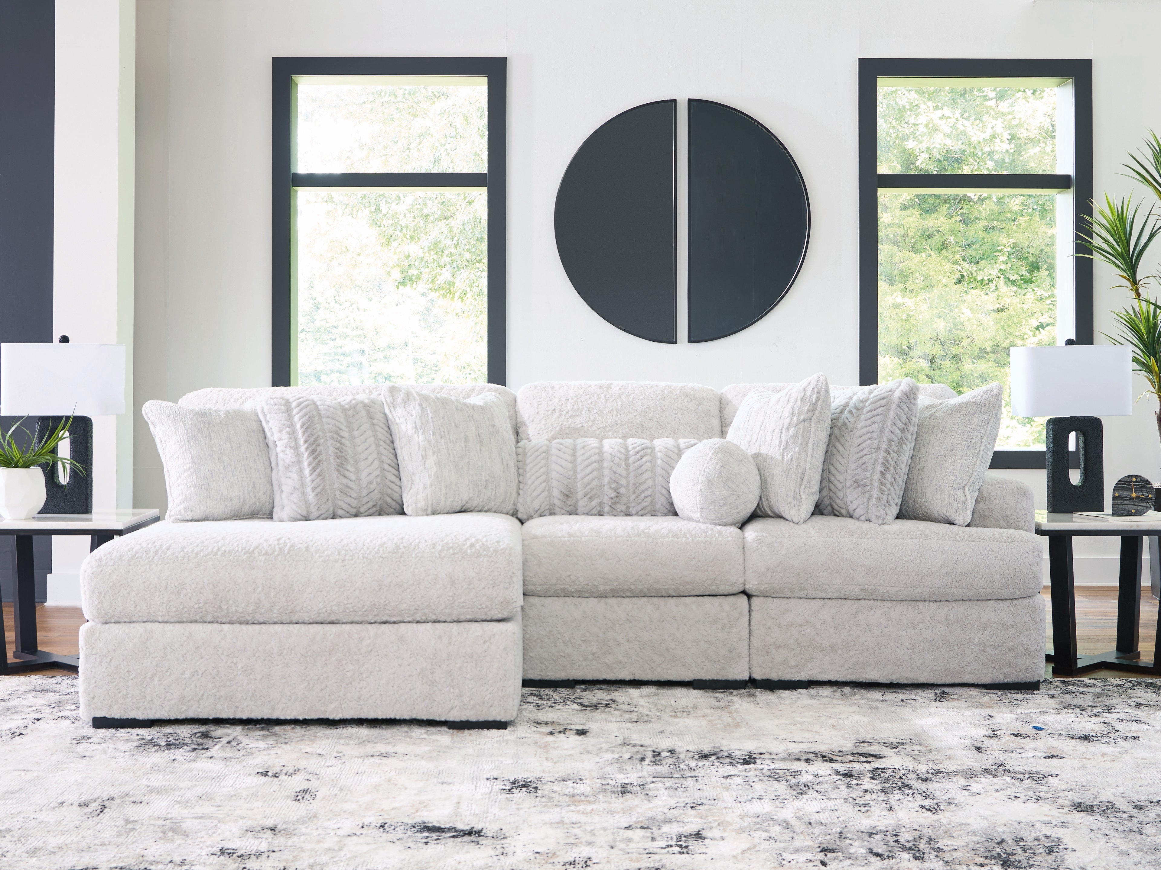 Sectionals for Less - Ashley Furniture - Cuddle Plush Sectional - 3-Piece Sectional with Chaise / Arctic - PC59106S7