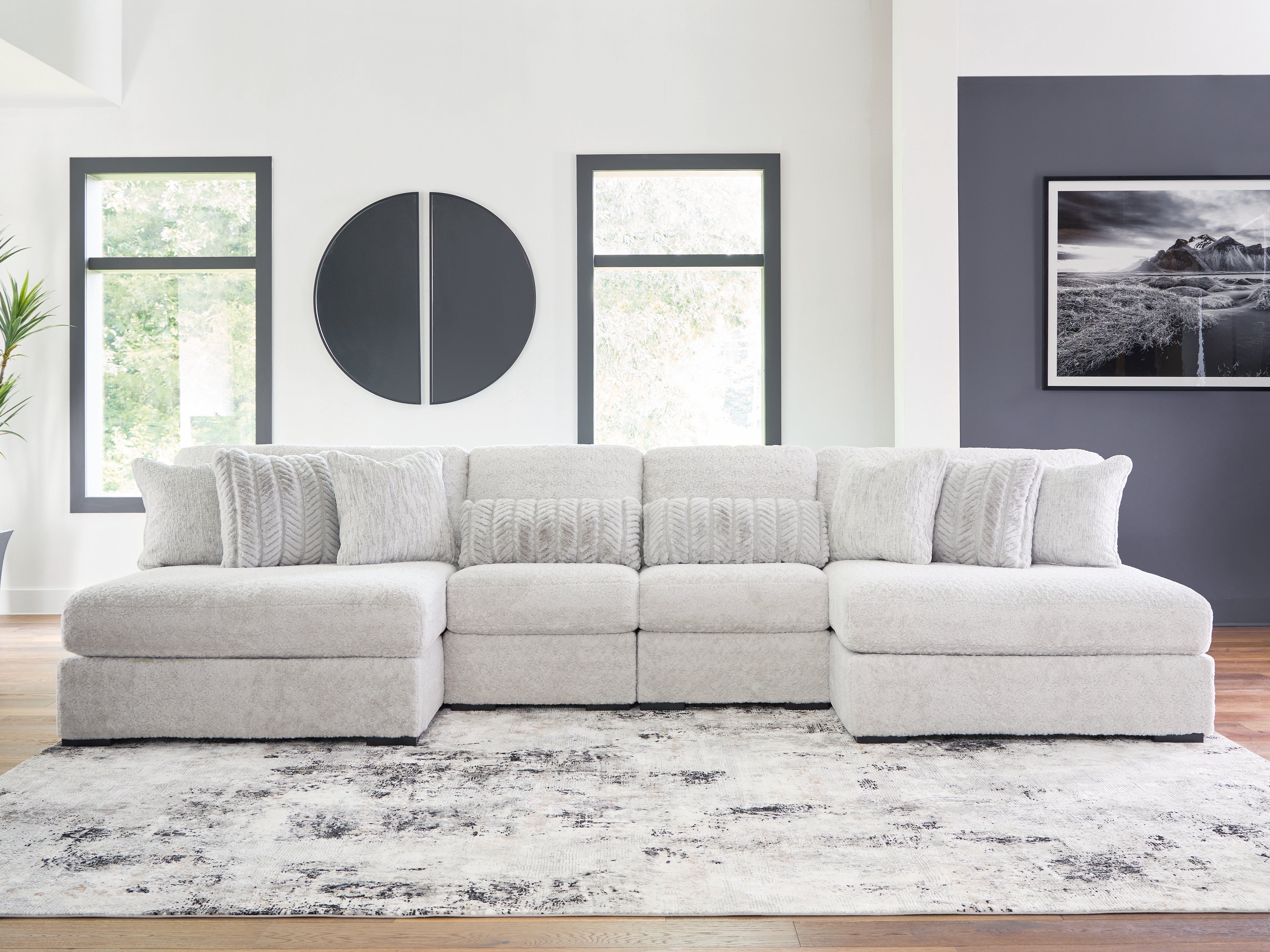 Sectionals for Less - Ashley Furniture - Cuddle Plush Sectional - 4-Piece Sectional with Chaise / Arctic - PC59106S4