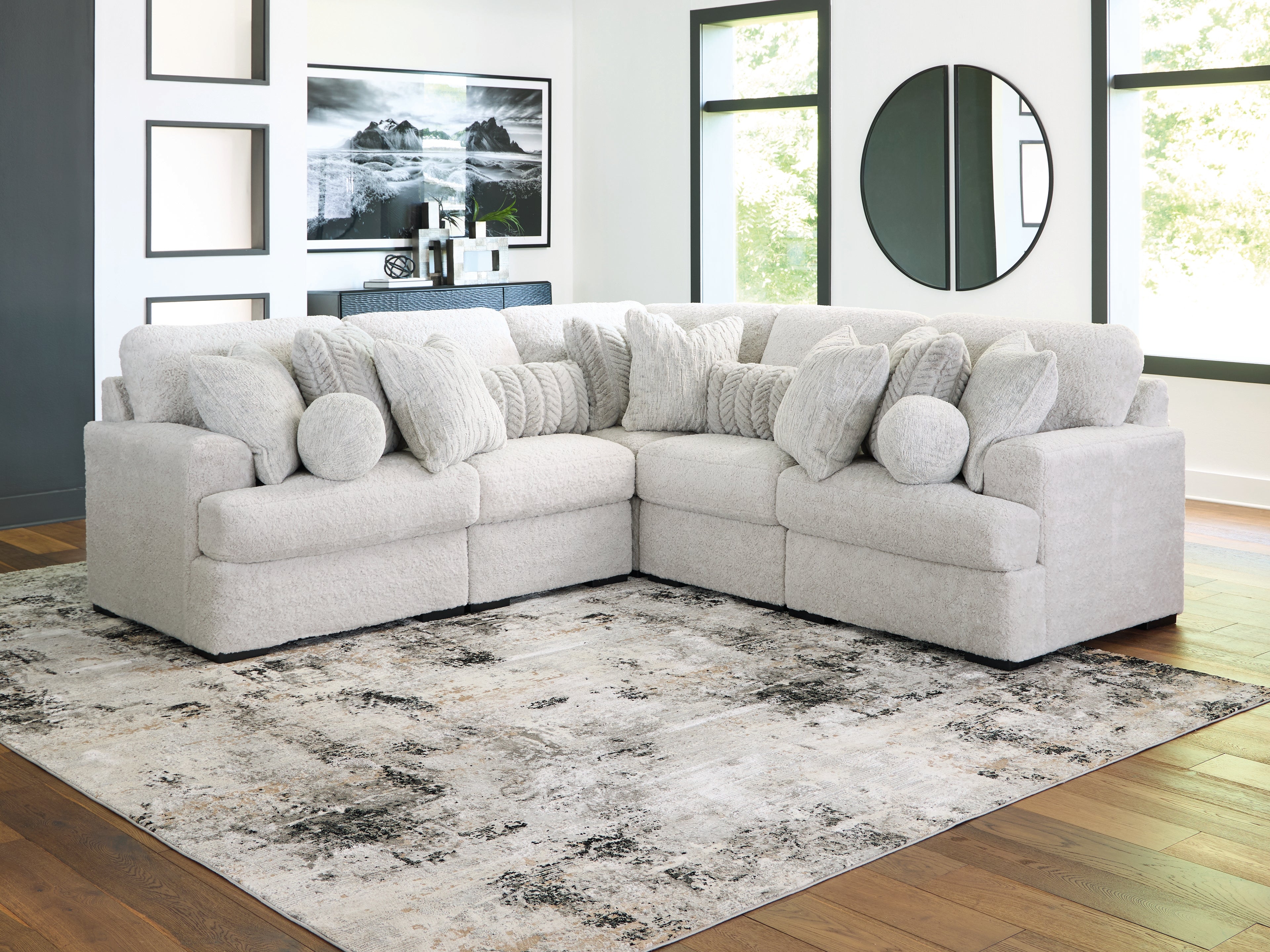 Sectionals for Less - Ashley Furniture - Cuddle Plush Sectional - RAF 5-Piece Sectional / Arctic - PC59106S2