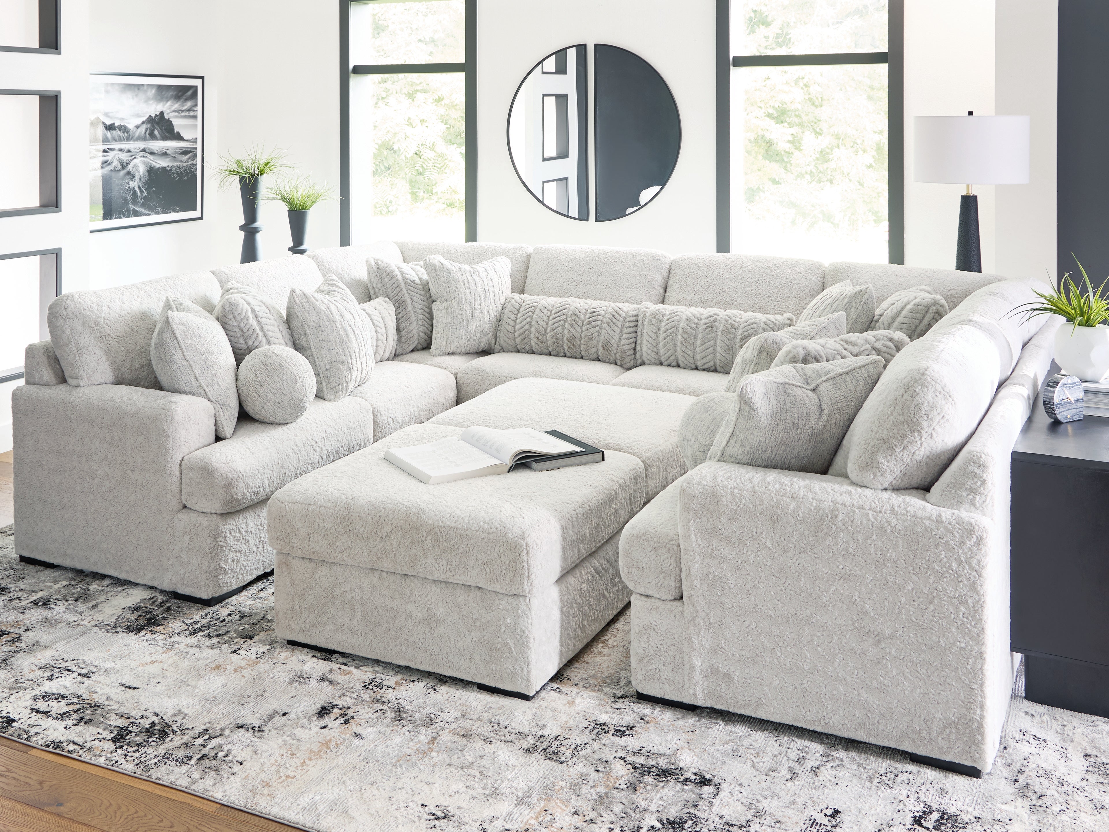 Sectionals for Less - Ashley Furniture - Cuddle Plush Sectional - RAF 10-Piece Sectional / Arctic - PC59106S10