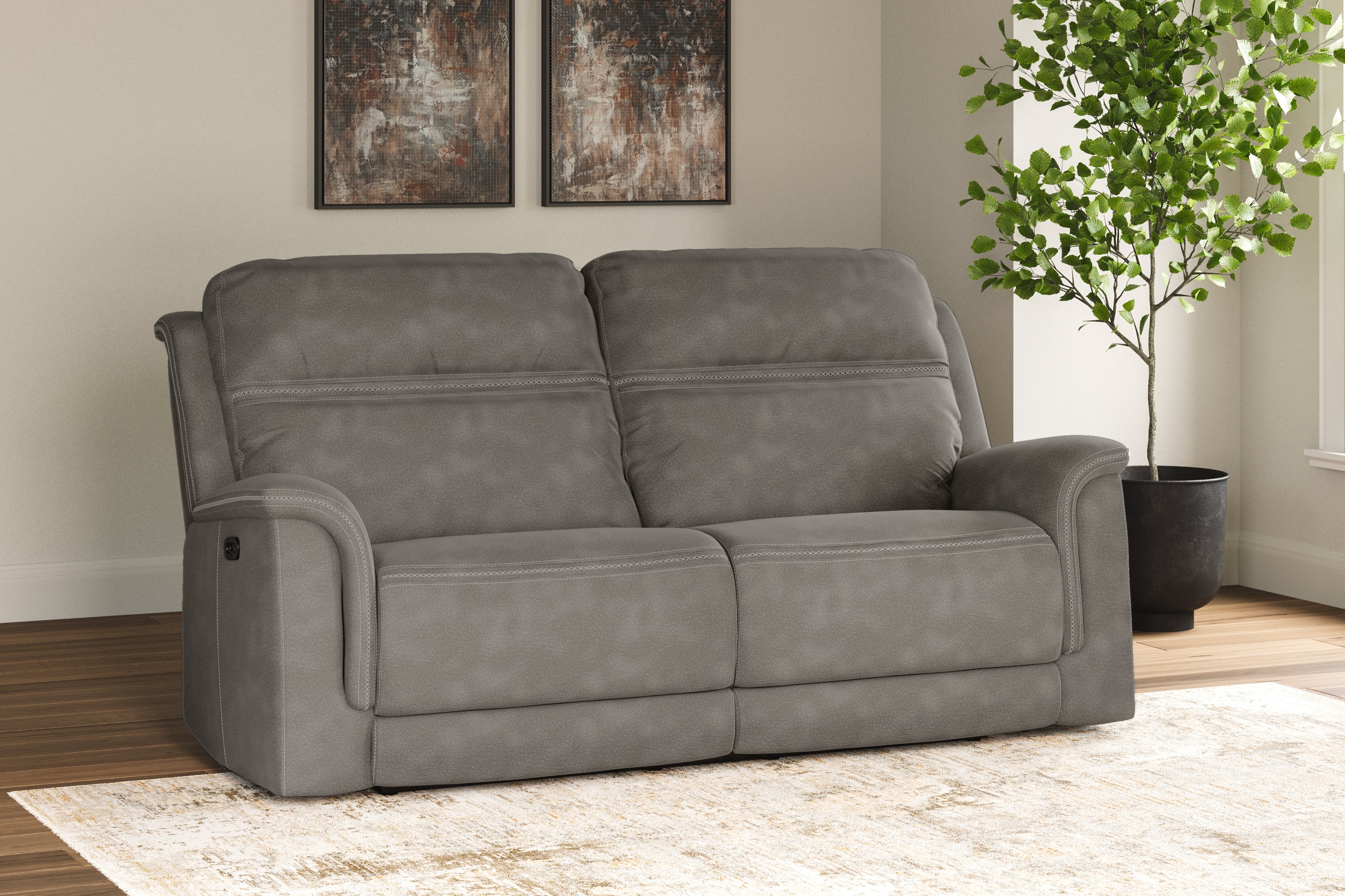Sectionals for Less - Ashley Furniture - Next-Gen DuraPella Living Room - 2 Seat PWR REC Sofa ADJ HDREST / Slate - 5930147