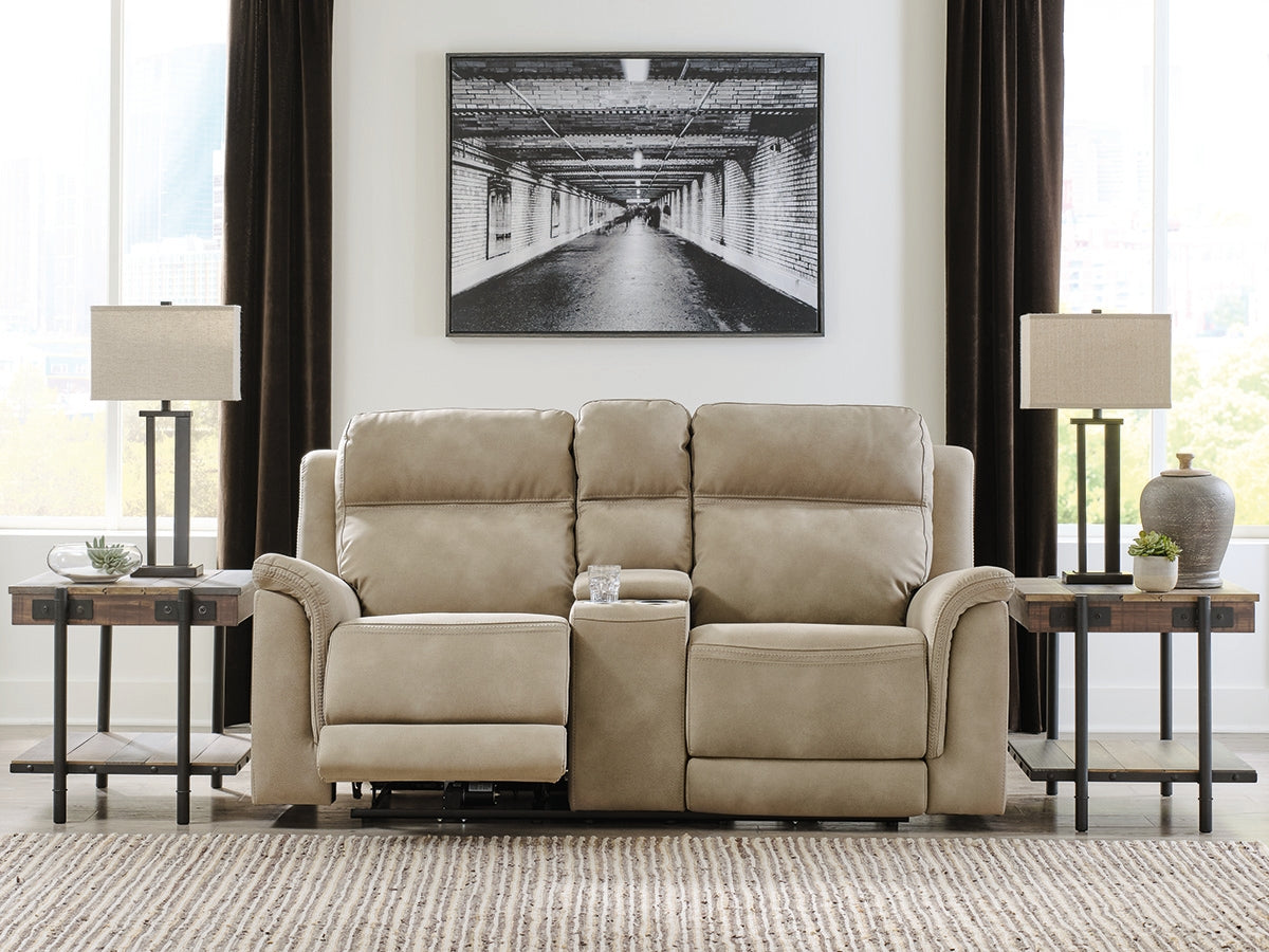 Sectionals for Less - Ashley Furniture - Next-Gen DuraPella Living Room - PWR REC Loveseat/CON/ADJ HDRST / Sand - 5930218