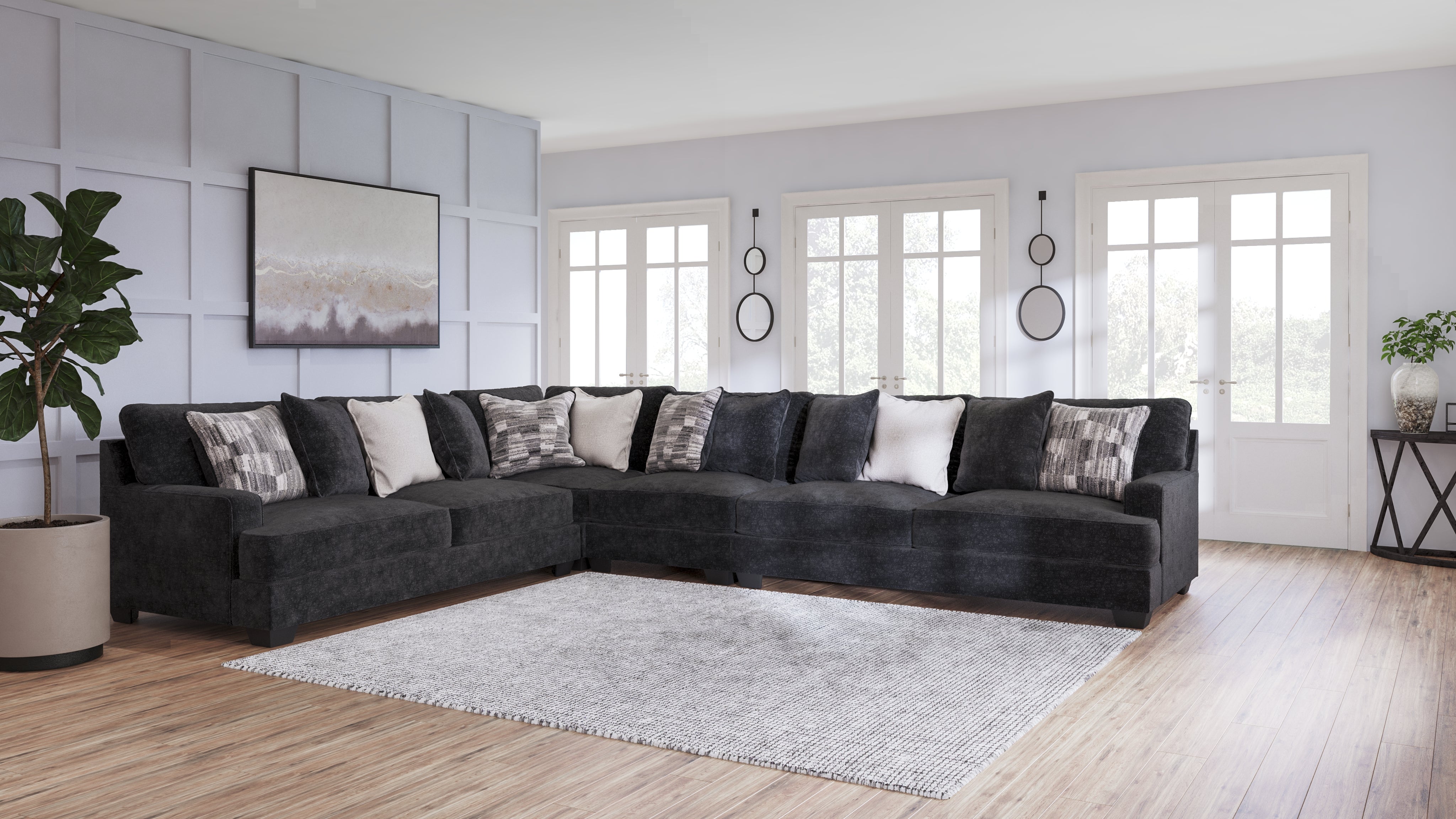 Sectionals for Less - Ashley Furniture - Lavernett Sectional - LAF 4-Piece Sectional / Charcoal - 59603S2
