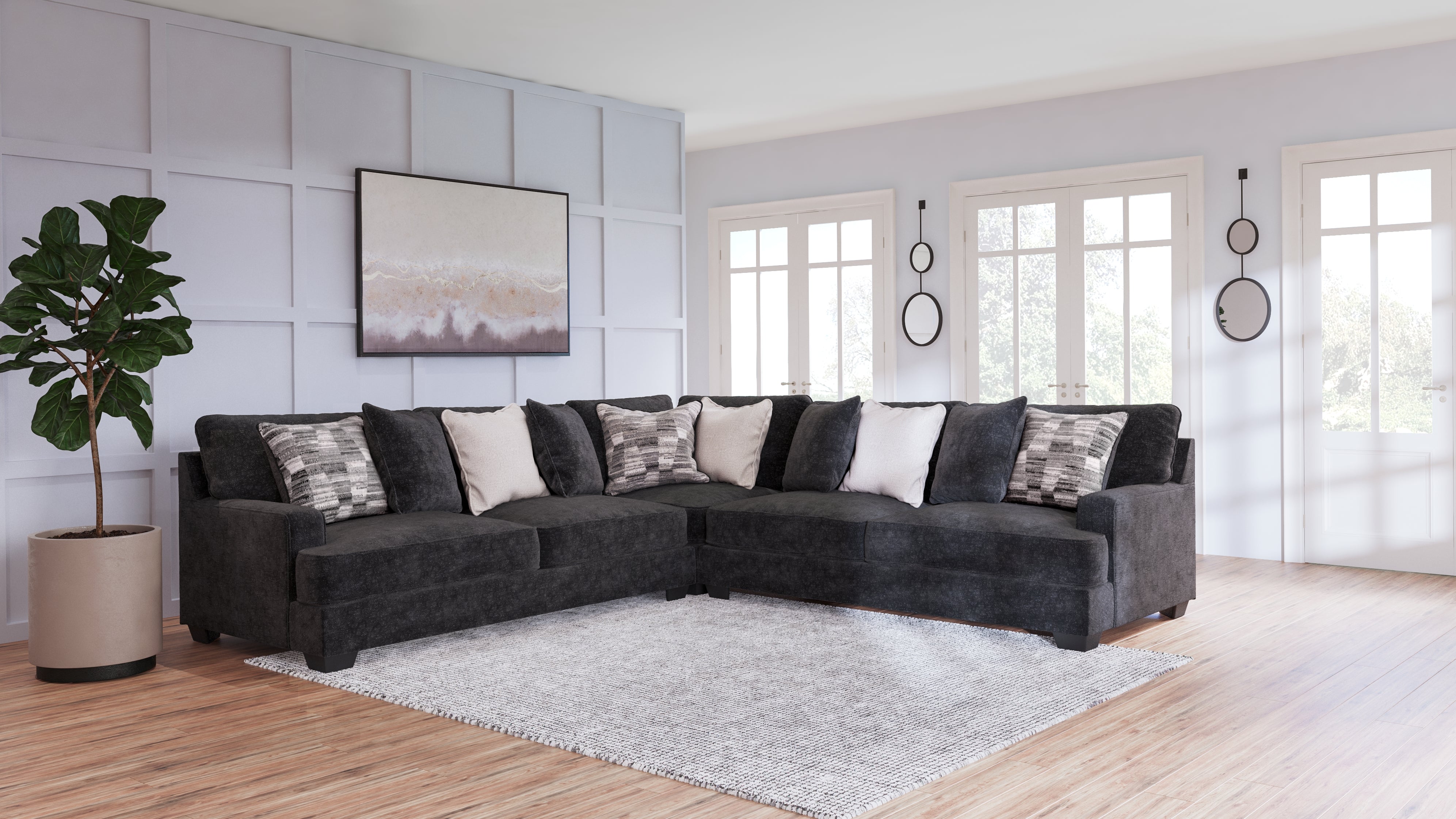 Sectionals for Less - Ashley Furniture - Lavernett Sectional - LAF 3-Piece Sectional / Charcoal - 59603S1