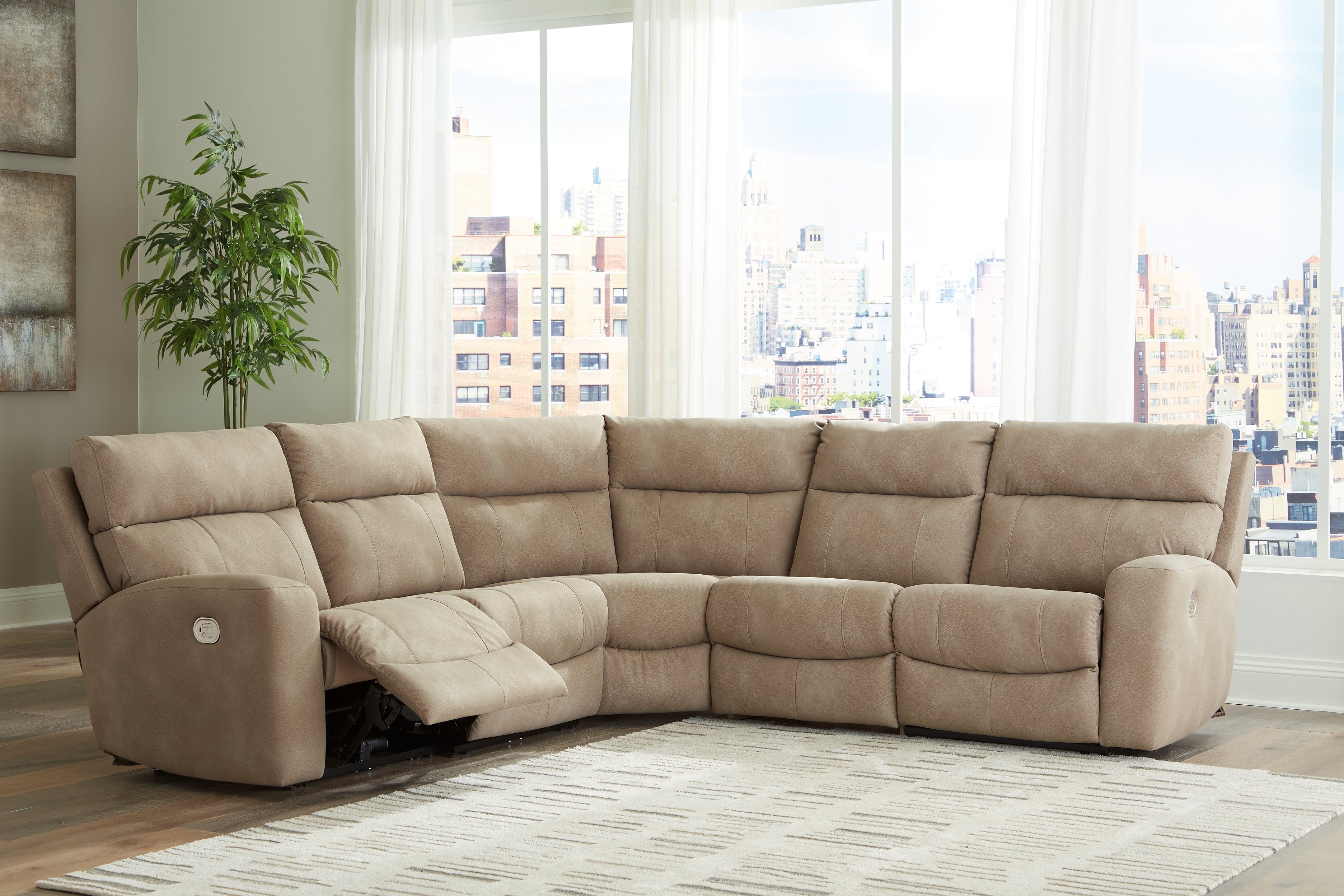 Sectionals for Less - Ashley Furniture - Next-Gen DuraPella Sectional - 5-Piece Power Reclining Sectional / Sand - 61004S6