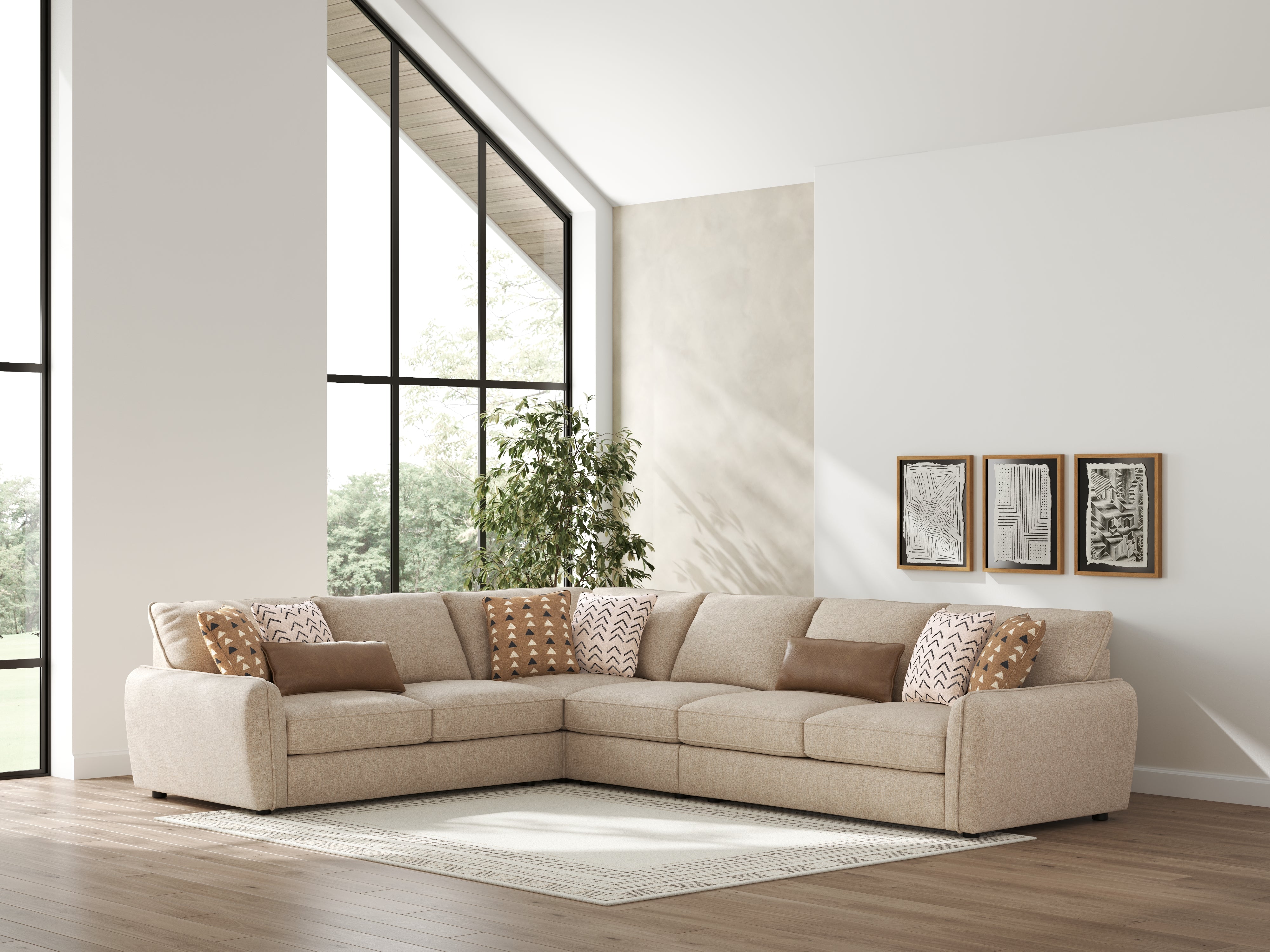 Sectionals for Less - Ashley Furniture - Seyler Sectional - LAF 4-Piece Sectional / Sand - 61405S2