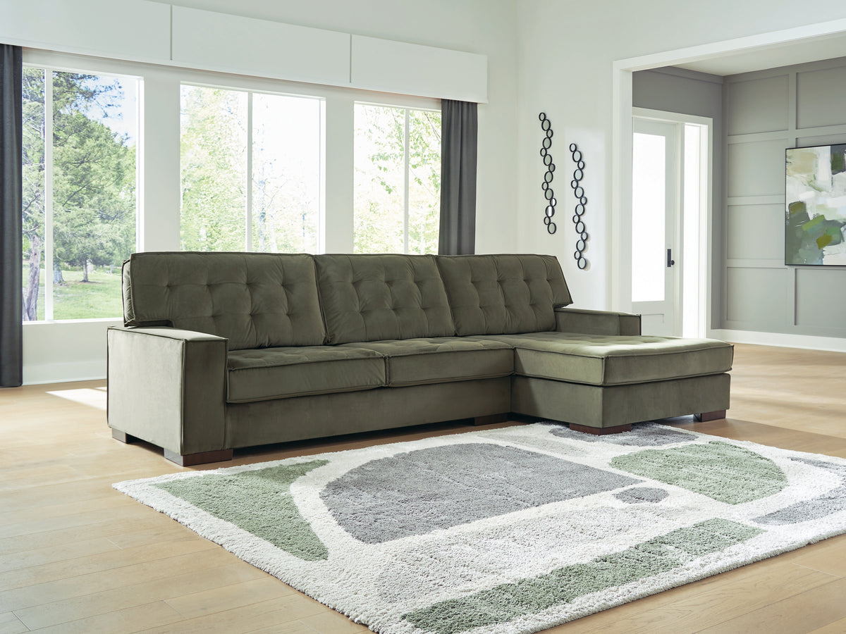 Sectionals for Less - Ashley Furniture - Caspian-Town Sectional - LAF 2-Piece Sectional with Chaise / Olive - PC61702S2