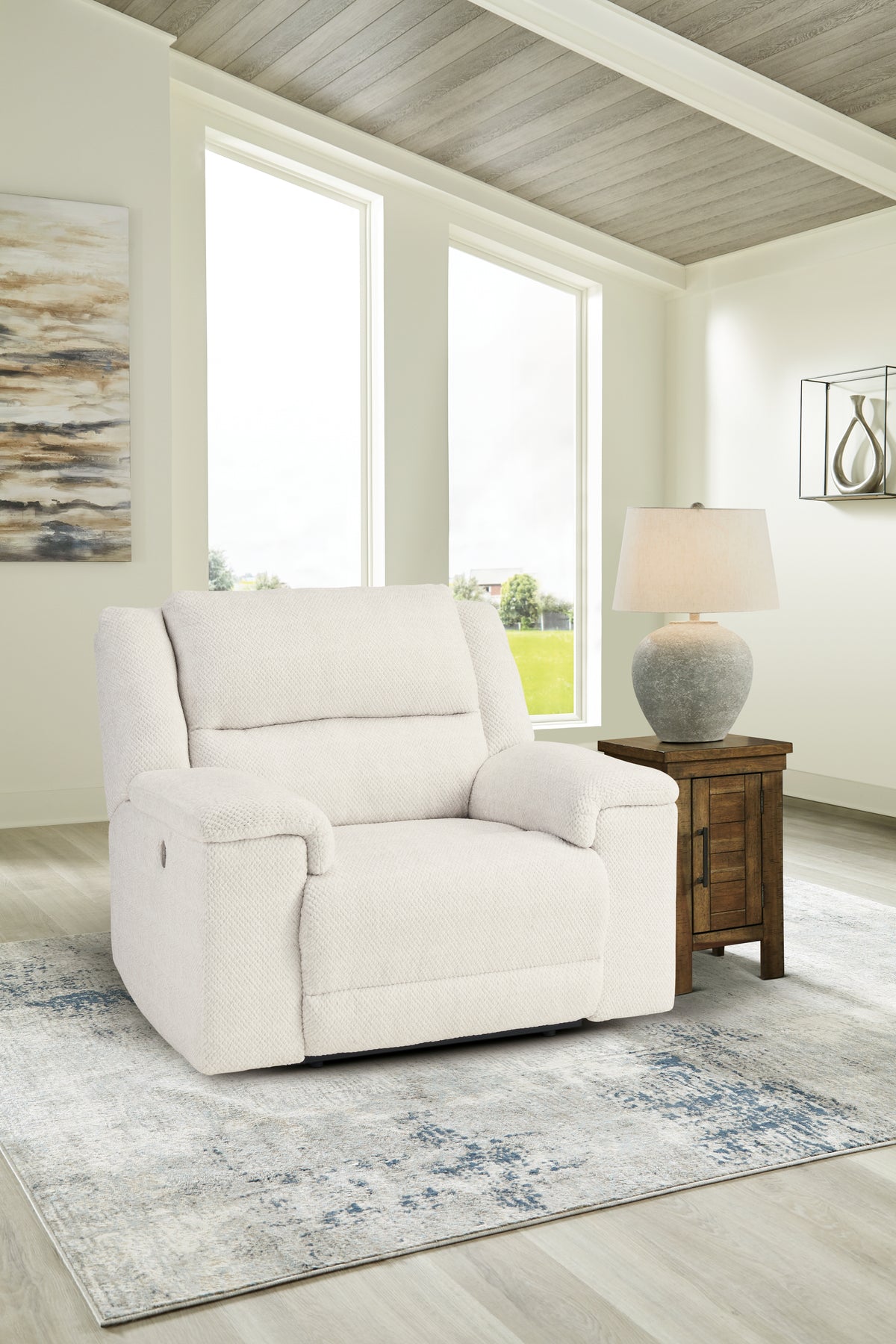 Sectionals for Less - Ashley Furniture - Keensburg Living Room - Wide Seat Power Recliner / Linen - 6180782