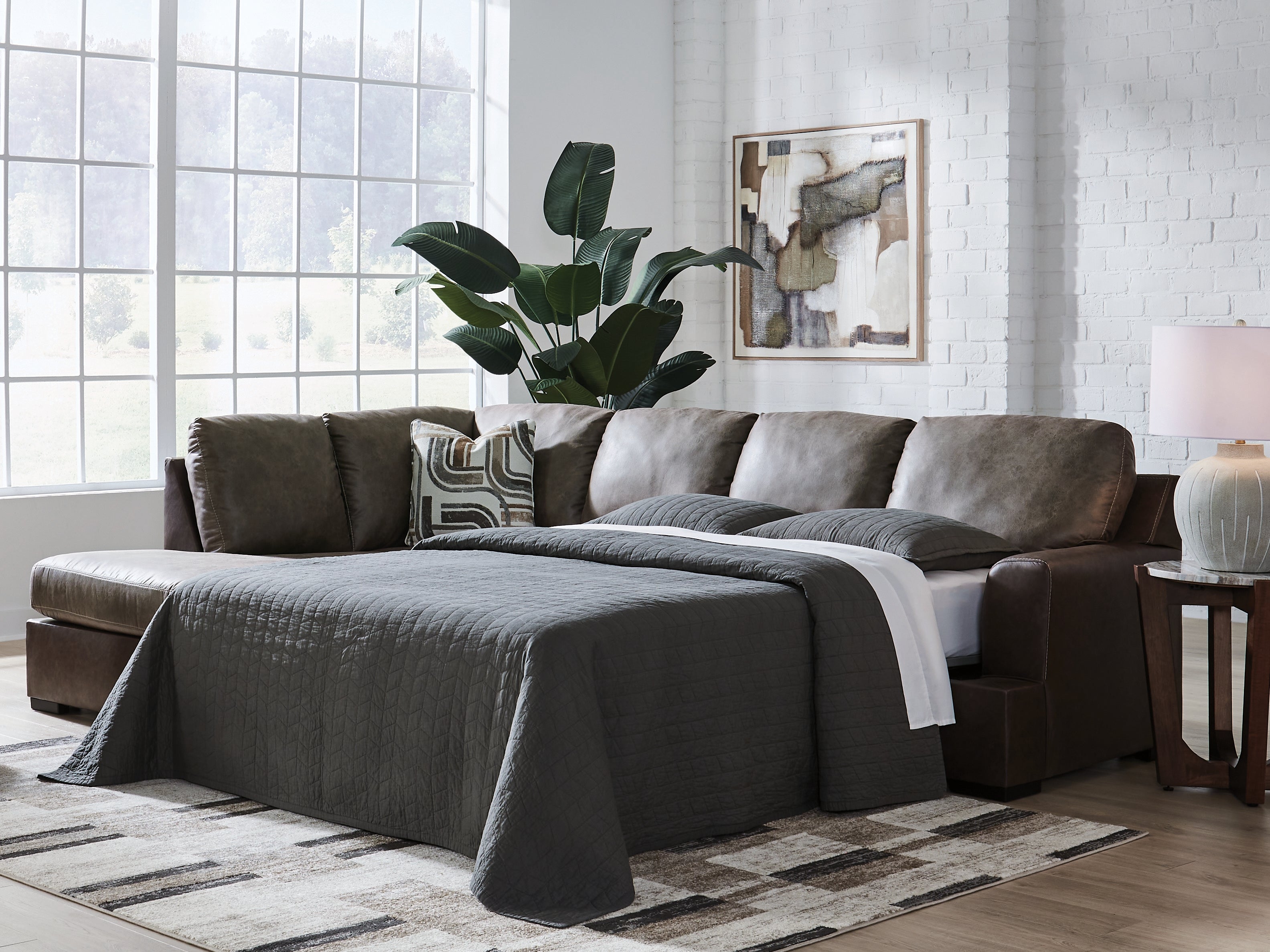 Sectionals for Less - Ashley Furniture - Castille Way Sectional - RAF 2-Piece Sleeper Sectional with Chaise / Fossil - PC62703S4