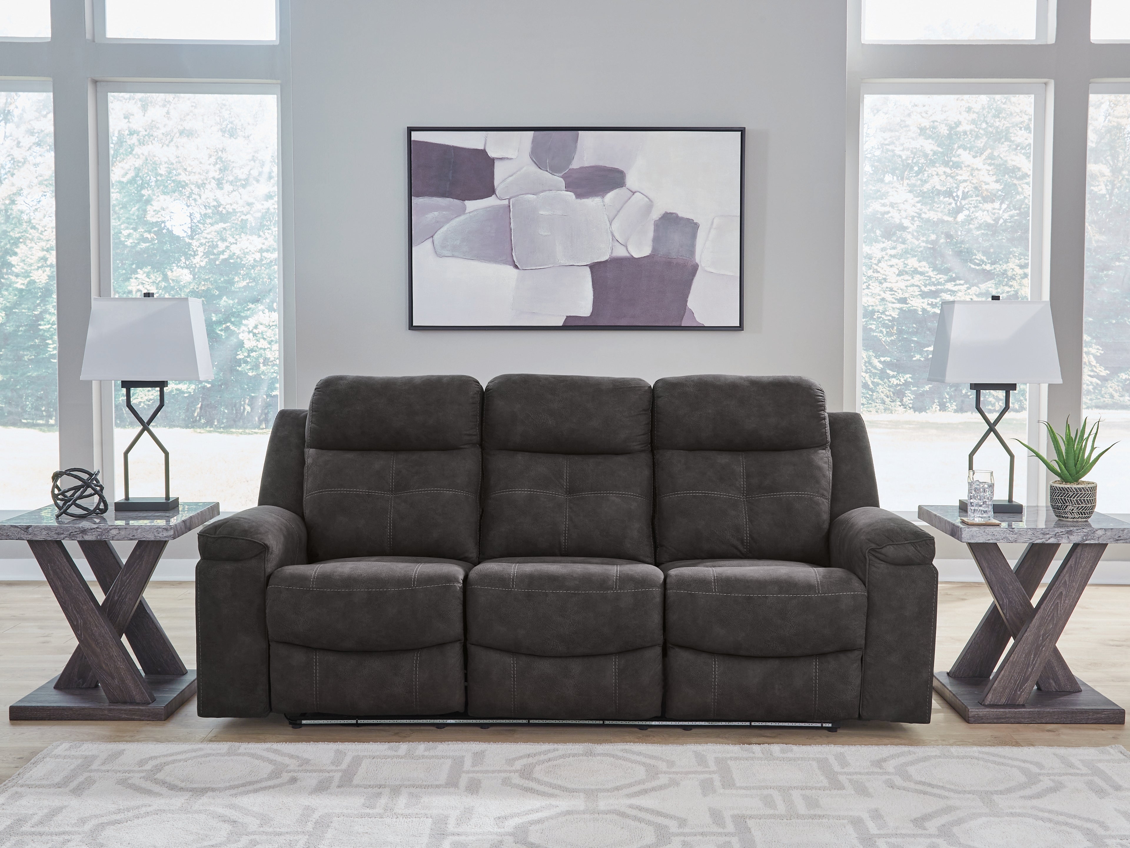 Sectionals for Less - Ashley Furniture - Brysonview Living Room - Reclining Sofa / Charcoal - 6360588
