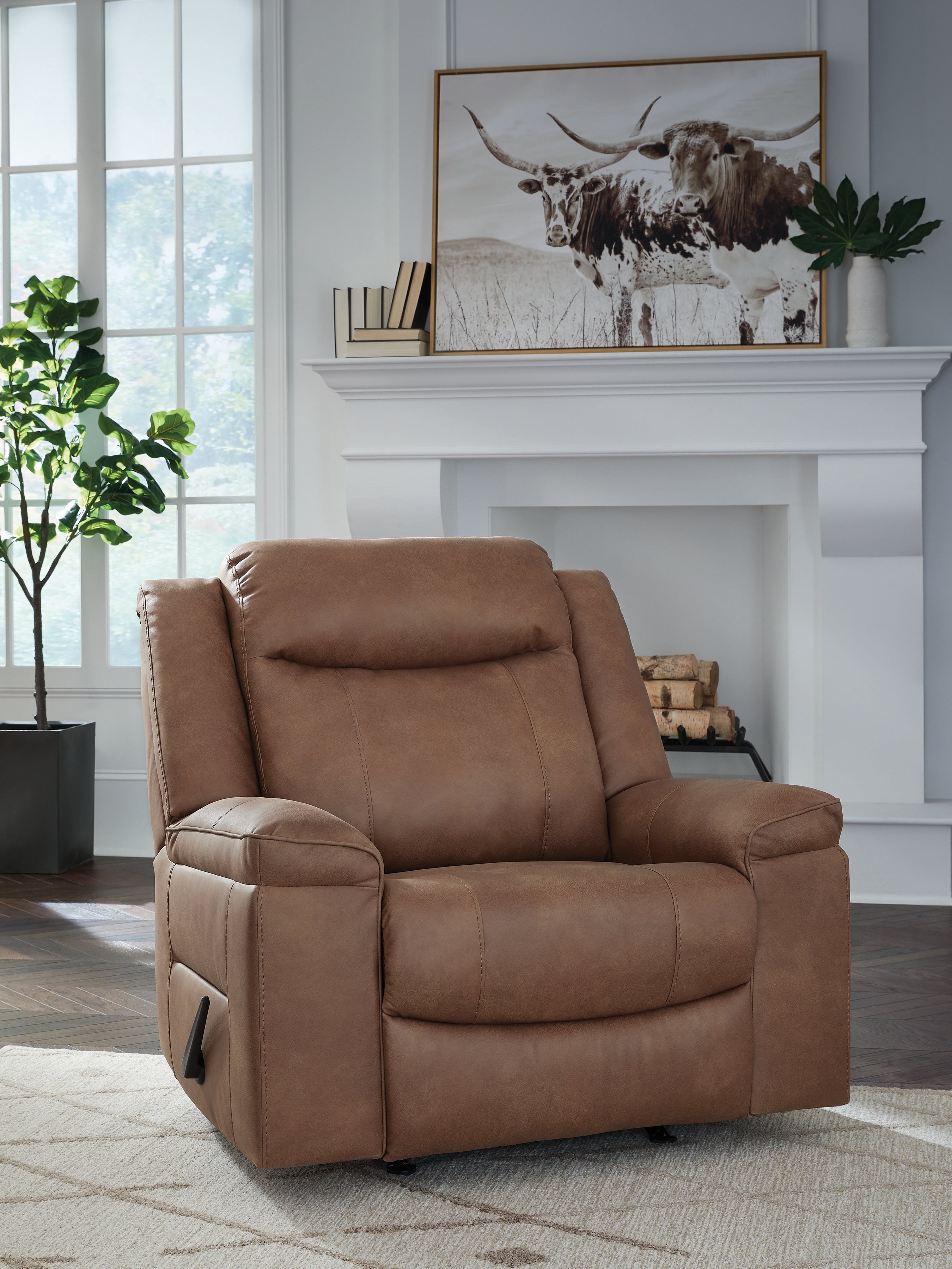 Sectionals for Less - Ashley Furniture - Status Check Living Room - Rocker Recliner / Caramel - PC6530825