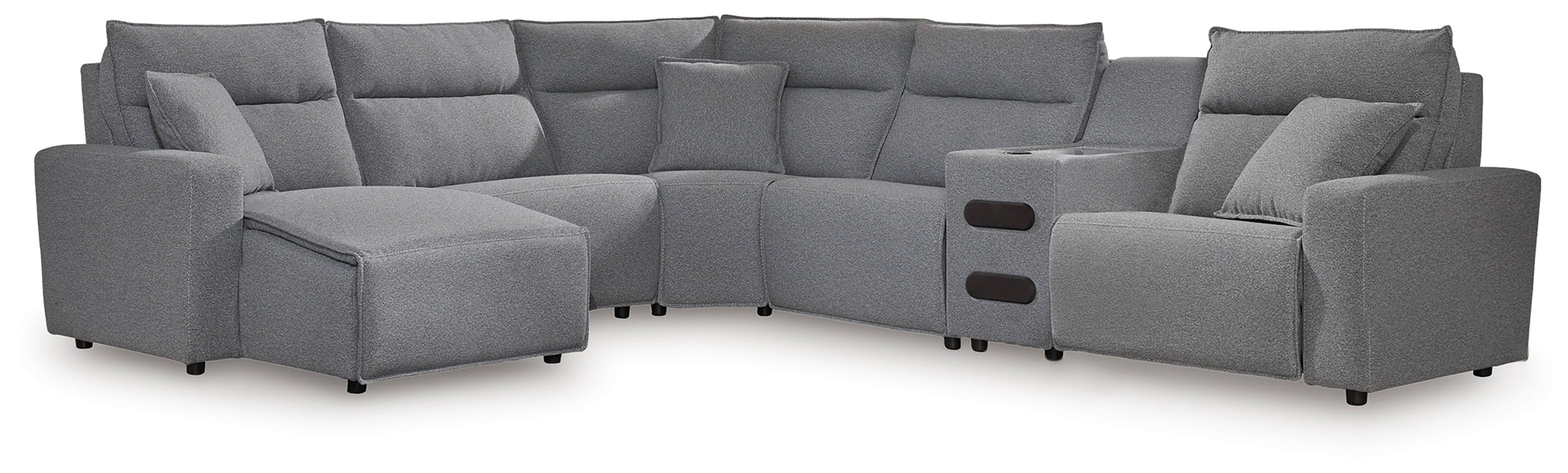 Sectionals for Less - Ashley Furniture - ModMax II Sectional - 6-Piece Reclining Sectional with Chaise and Audio Console / Salt and Pepper - 65906S29