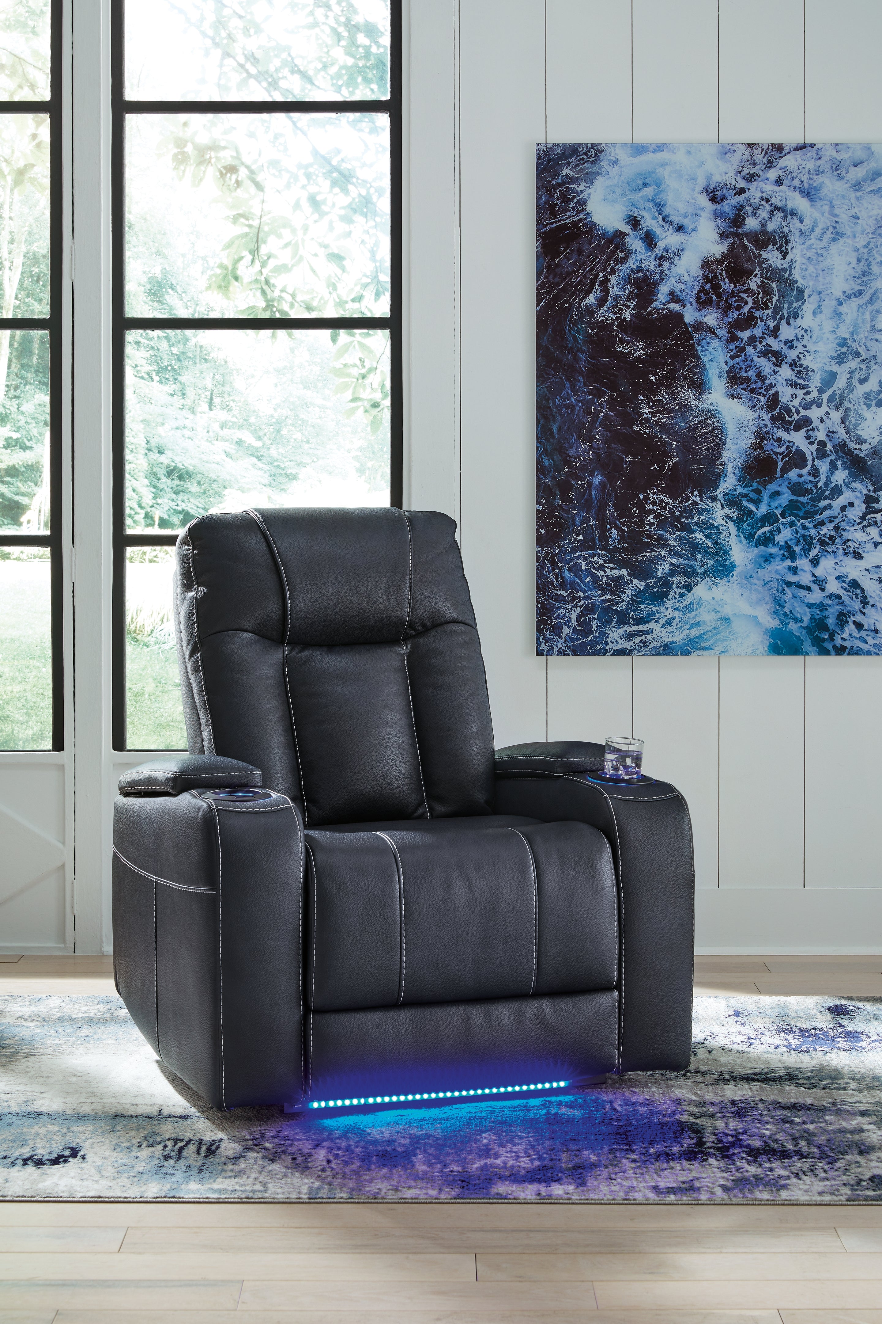 Sectionals for Less - Ashley Furniture - Feazada Living Room - PWR Recliner/ADJ Headrest / Sapphire - 6620613