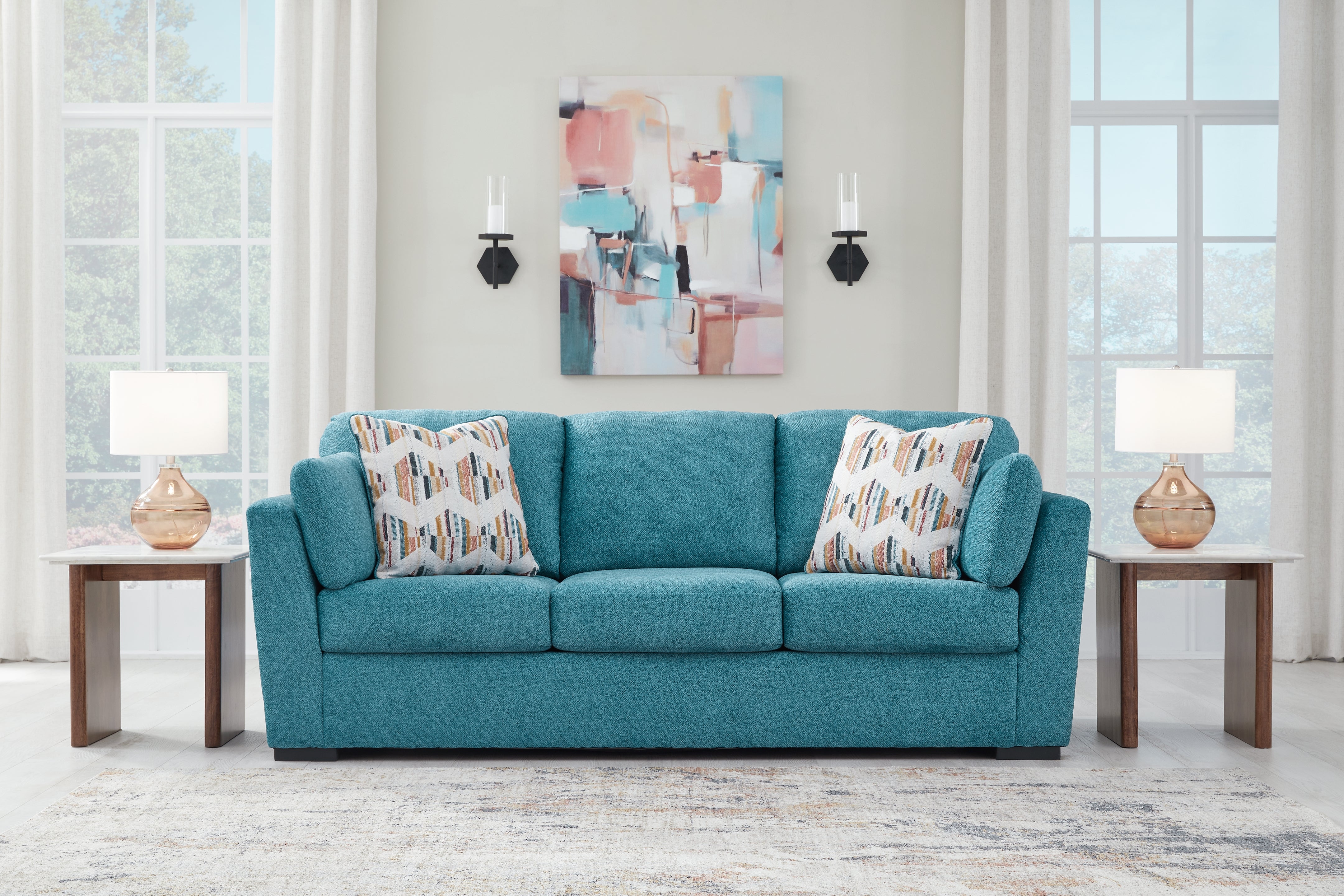 Sectionals for Less - Ashley Furniture - Keerwick Living Room - Sofa / Teal - 6750738