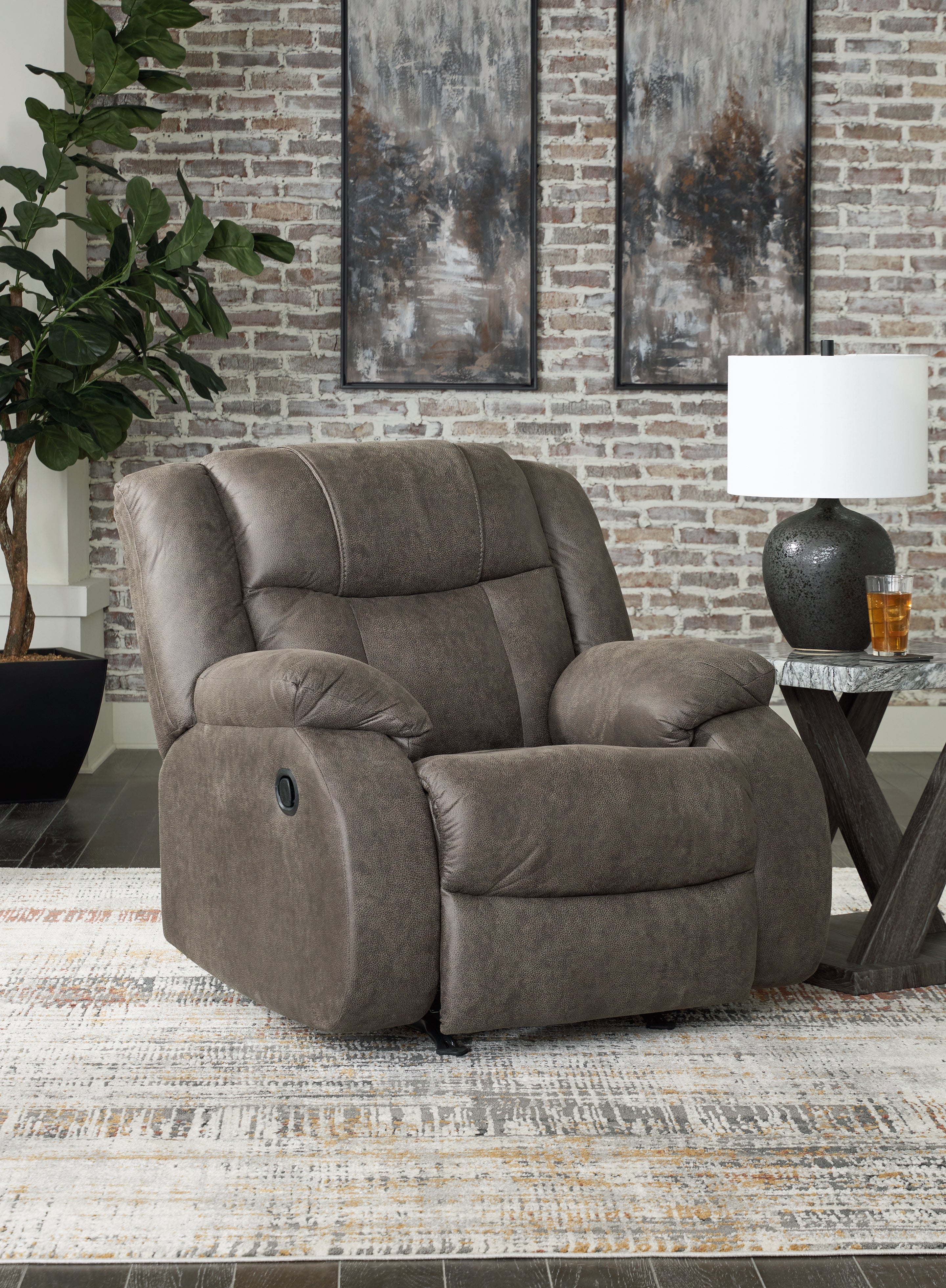 Sectionals for Less - Ashley Furniture - First Base Living Room - Rocker Recliner / Gunmetal - 6880425