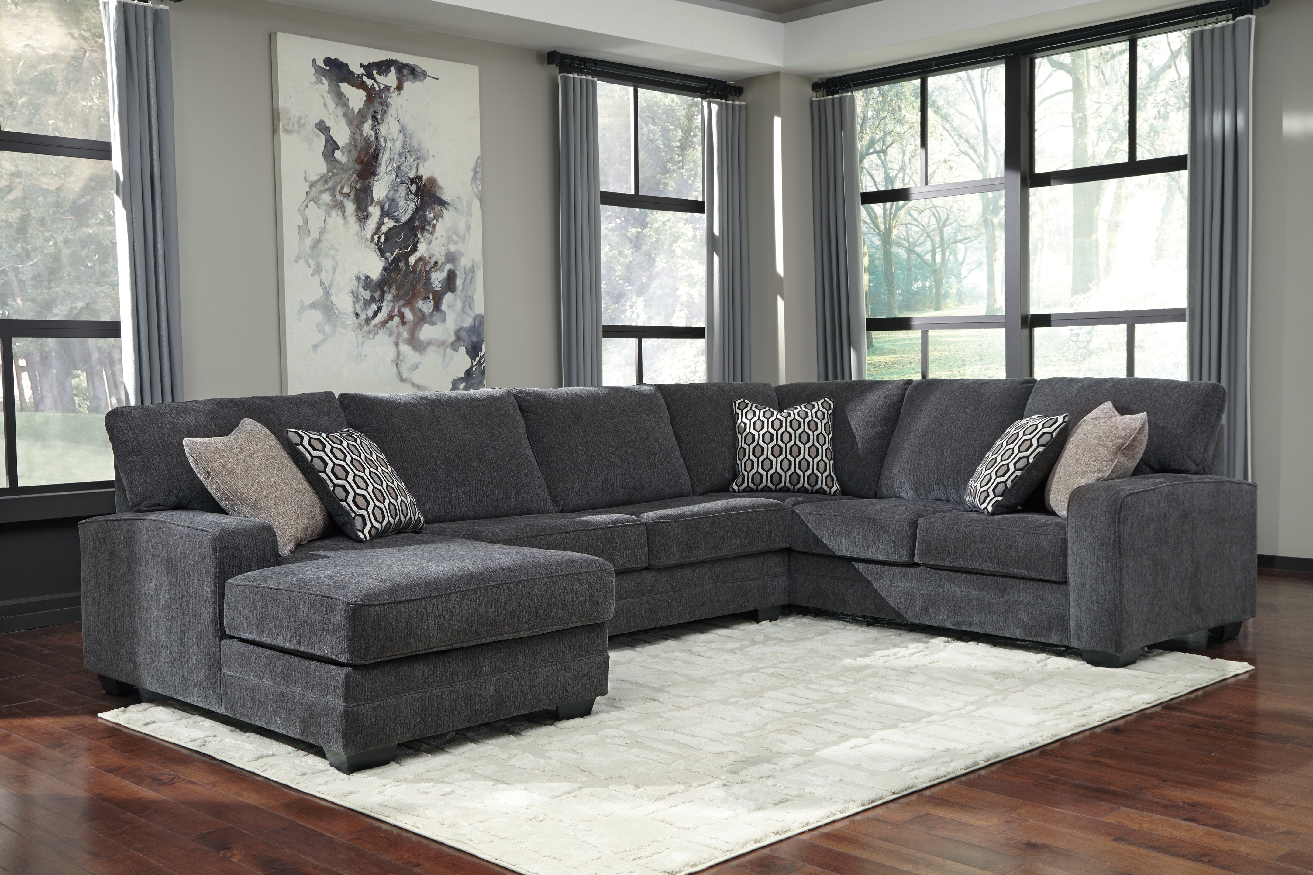 Sectionals for Less - Ashley Furniture - Tracling Sectional - LAF 3-Piece Sectional with Chaise / Slate - 72600S2