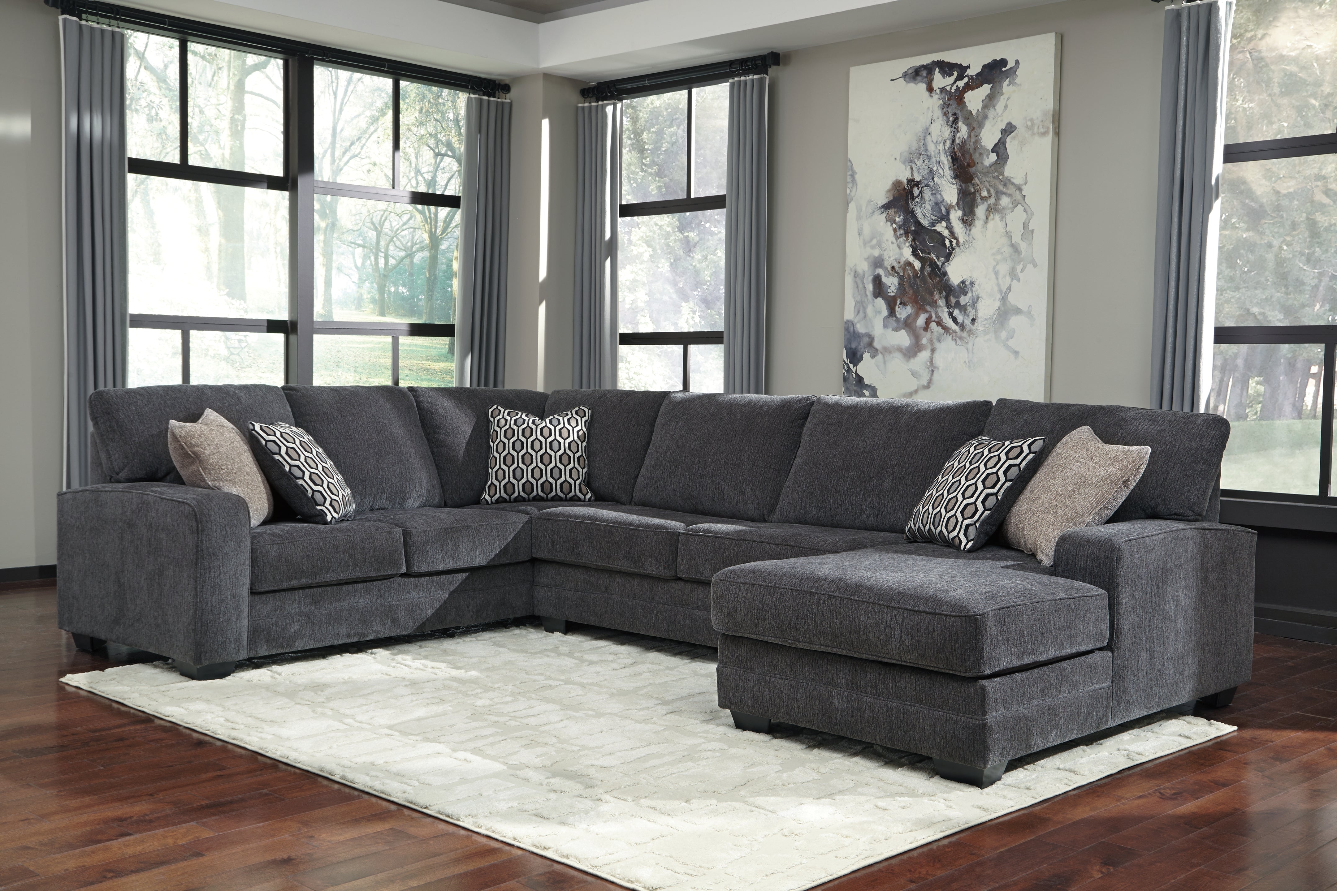 Sectionals for Less - Ashley Furniture - Tracling Sectional - LAF 3-Piece Sectional with Chaise / Slate - 72600S2