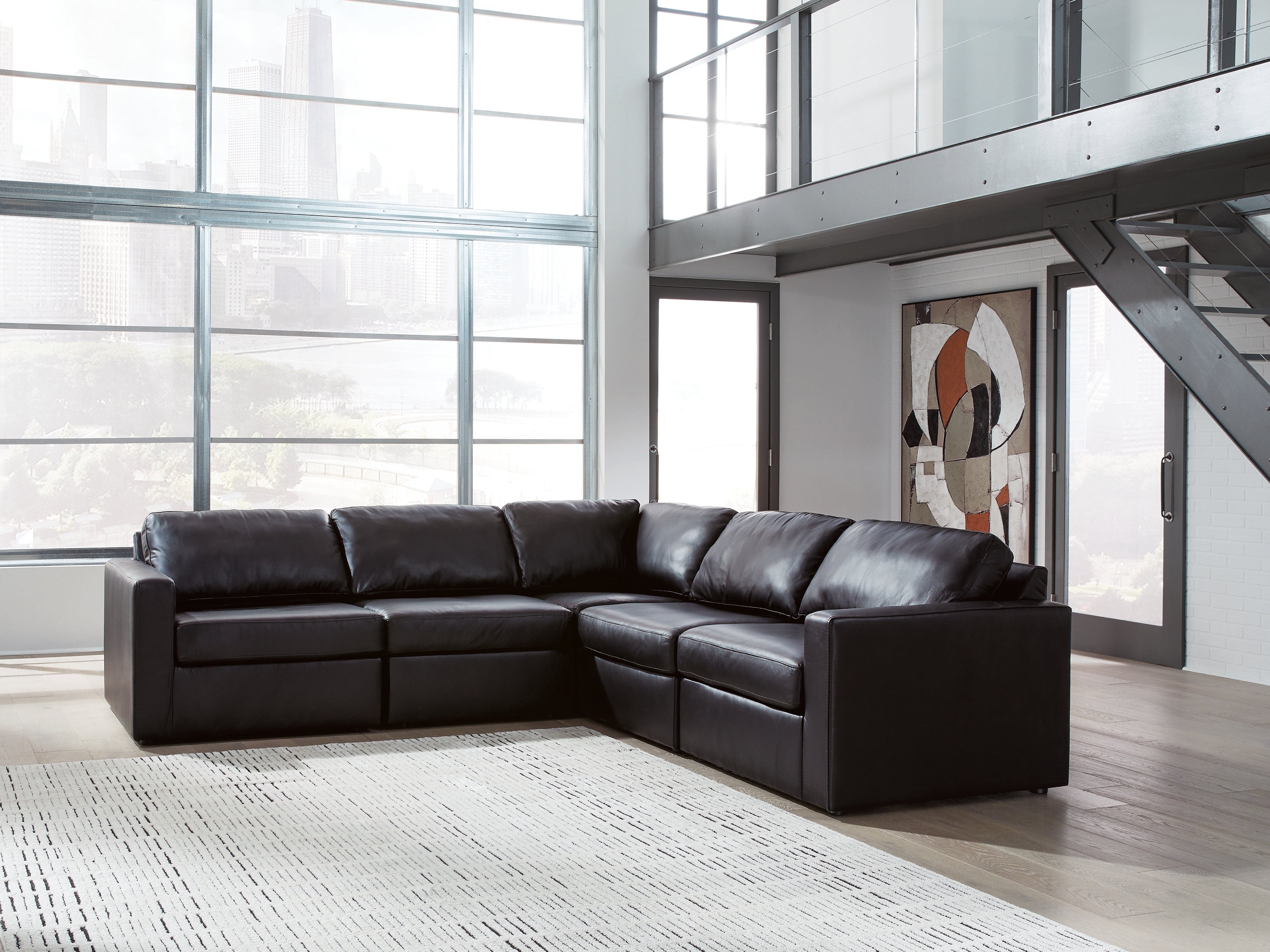 Sectionals for Less - Ashley Furniture - ModMax II Sectional - RAF 5-Piece Sectional / Black - 74305S6