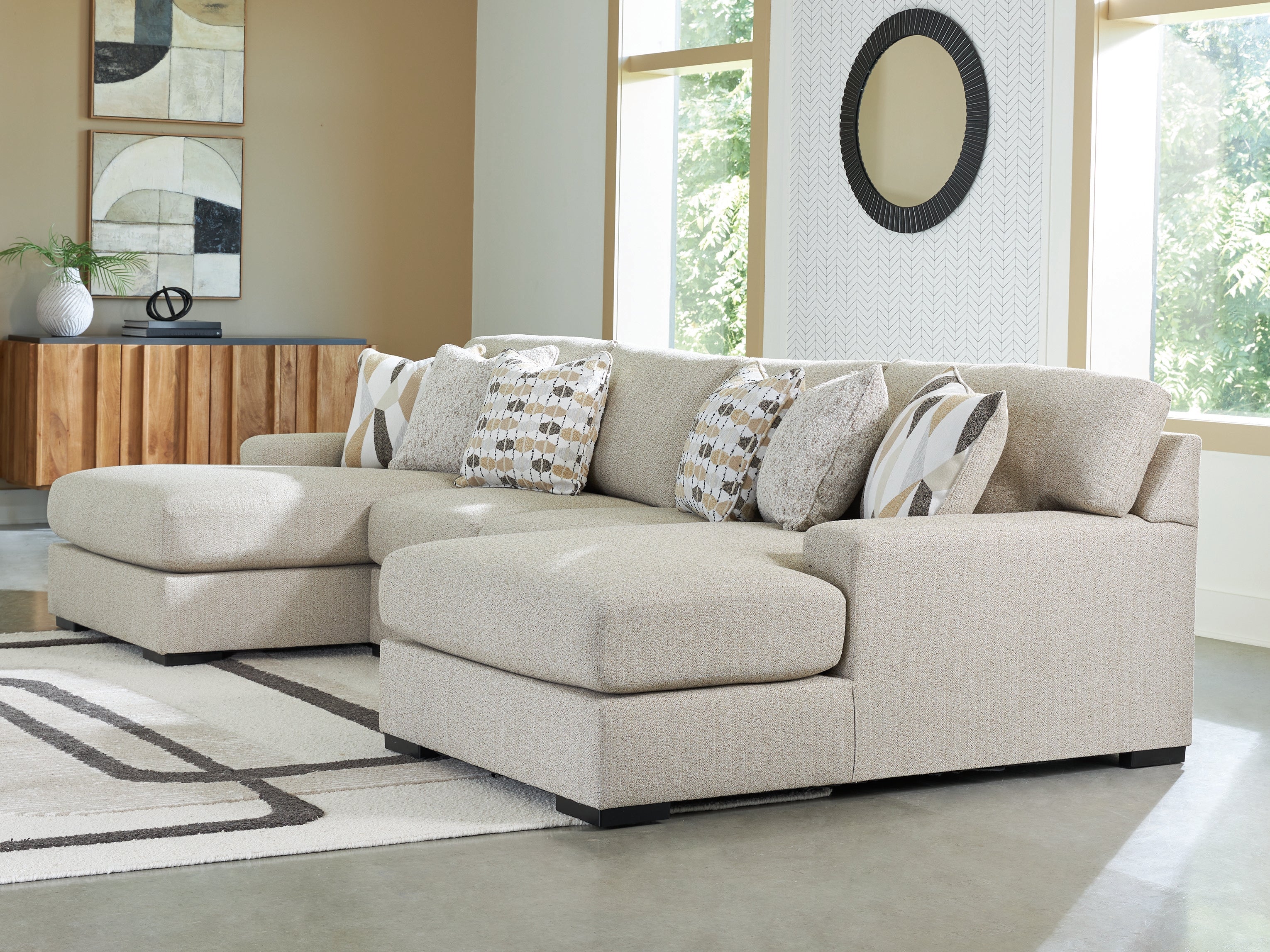 Sectionals for Less - Ashley Furniture - Laurelgrove Sectional - RAF 3-Piece Double Chaise Sectional / Pebble - 75105S7