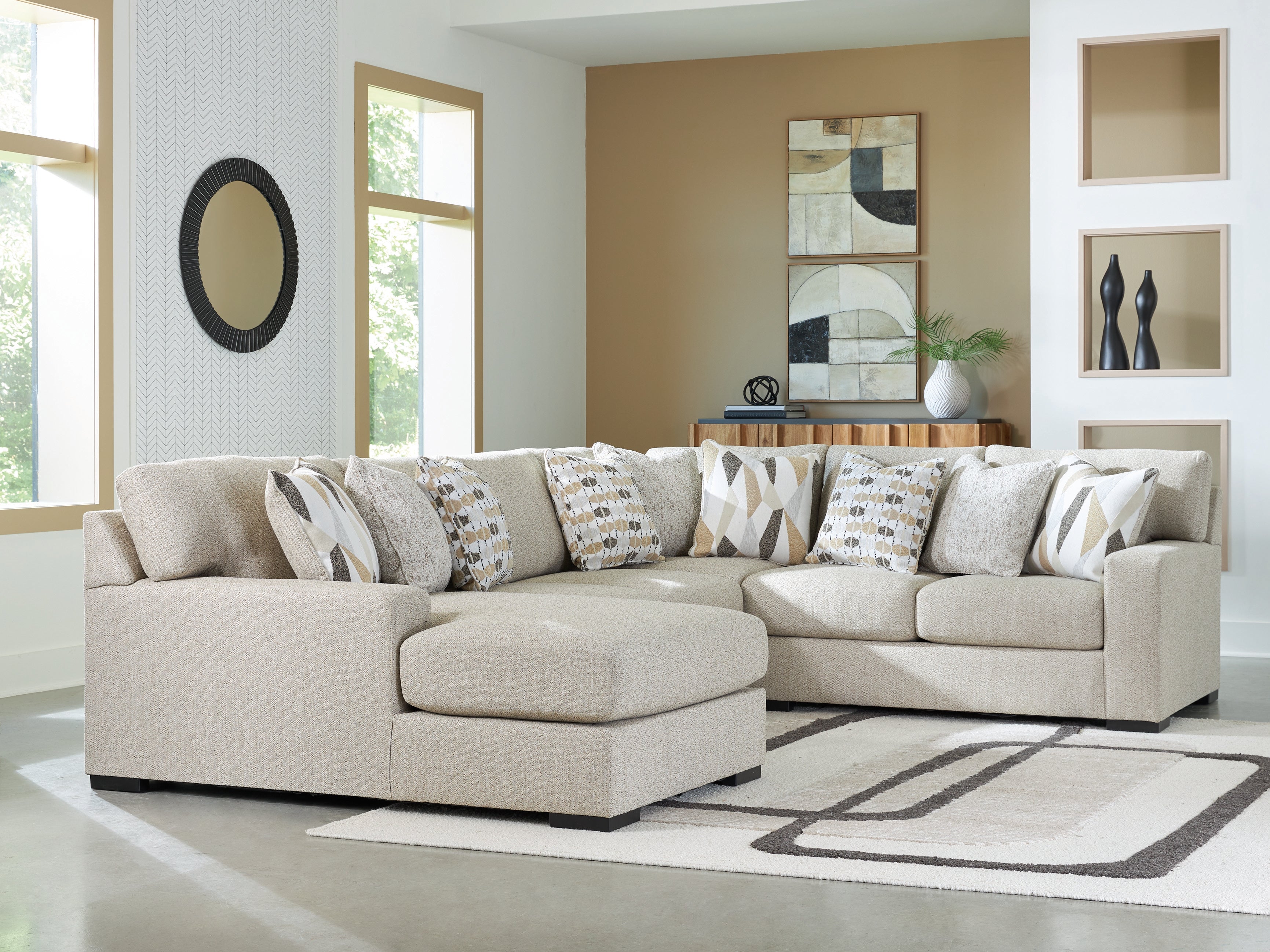 Sectionals for Less - Ashley Furniture - Laurelgrove Sectional - RAF 2-Piece Sectional Sofa Chaise / Pebble - 75105S4