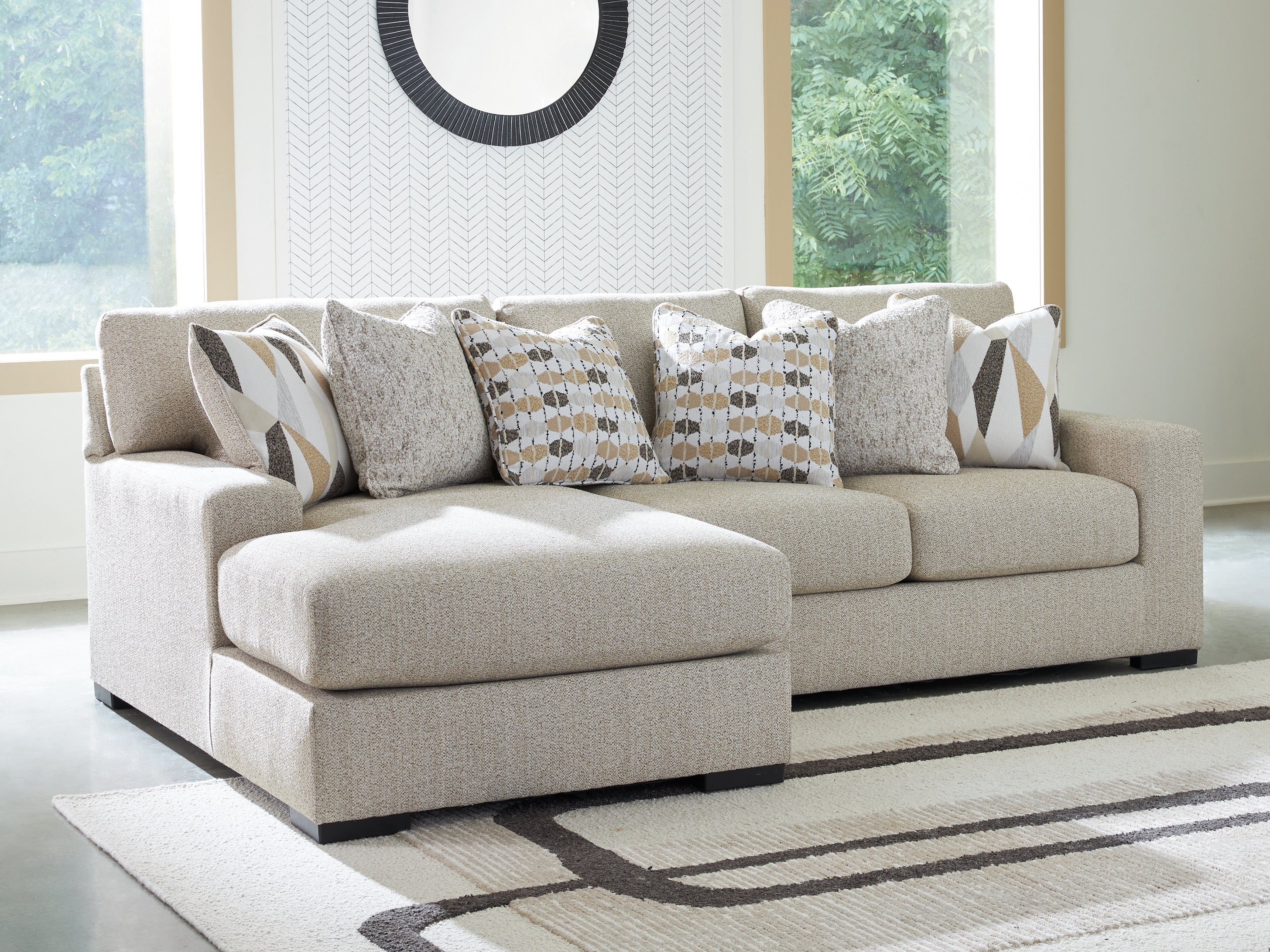 Sectionals for Less - Ashley Furniture - Laurelgrove Sectional - RAF 2-Piece Sectional Sofa Chaise / Pebble - 75105S4