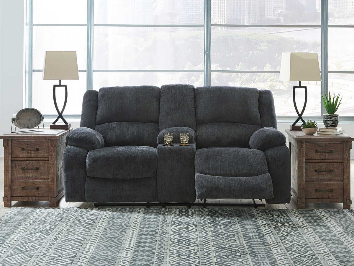 Sectionals for Less - Ashley Furniture - Draycoll Living Room - DBL Rec Loveseat w/Console / Slate - 7650494