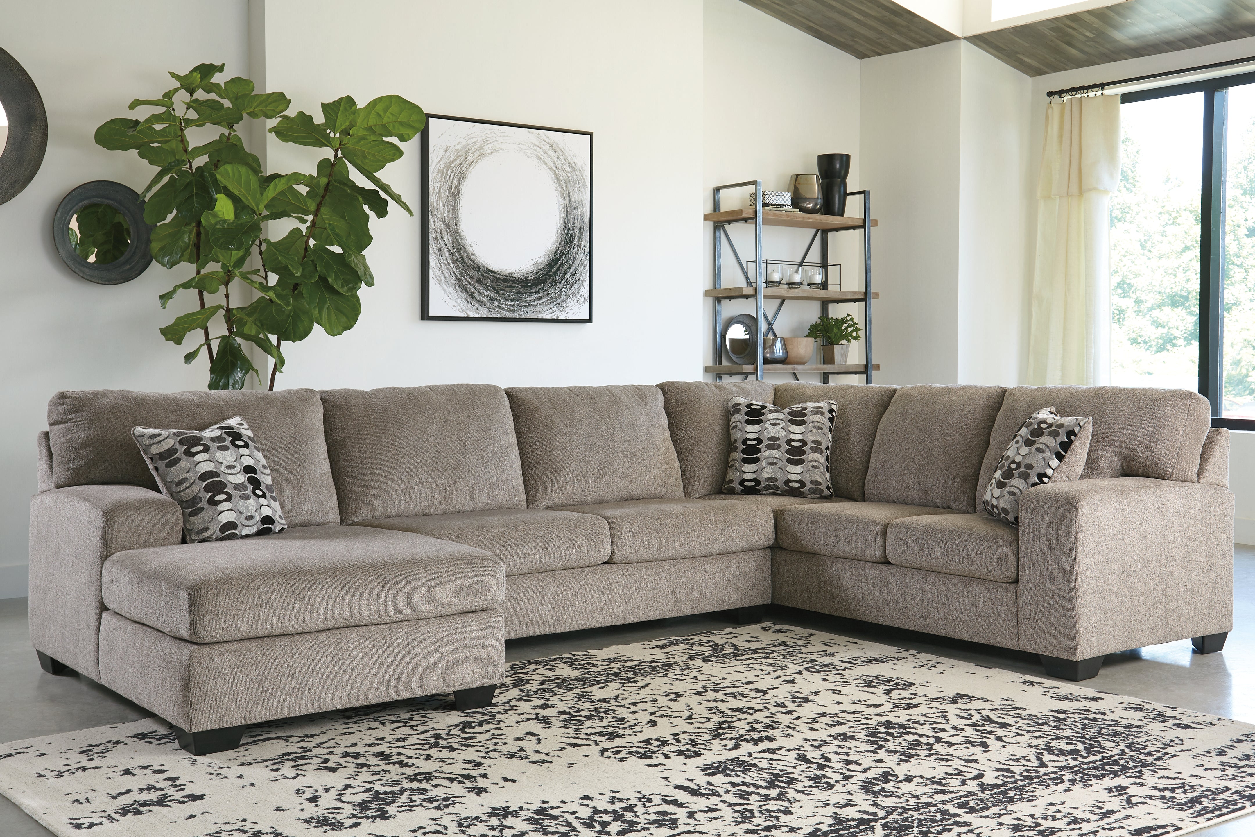 Sectionals for Less - Ashley Furniture - Ballinasloe Sectional - RAF 3-Piece Sectional with Chaise / Platinum - 80702S1