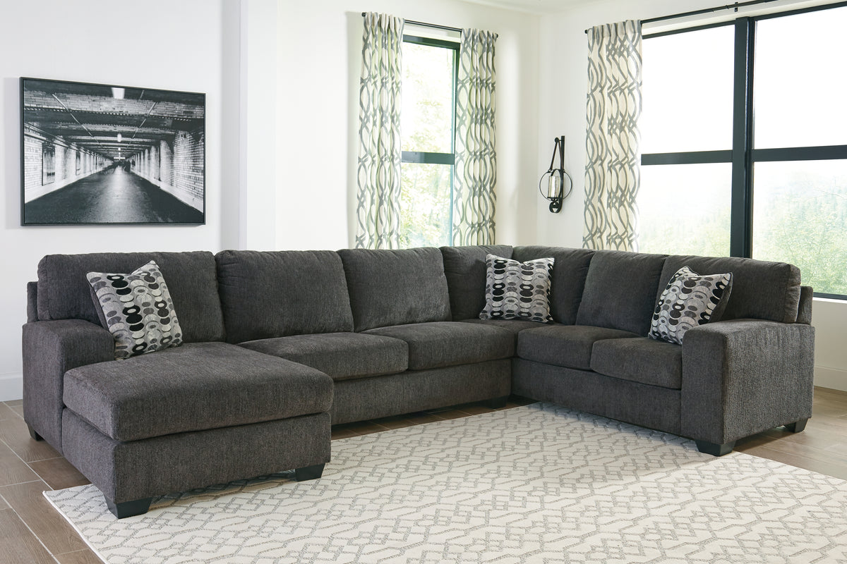 Sectionals for Less - Ashley Furniture - Ballinasloe Sectional - RAF 3-Piece Sectional with Chaise / Smoke - 80703S1