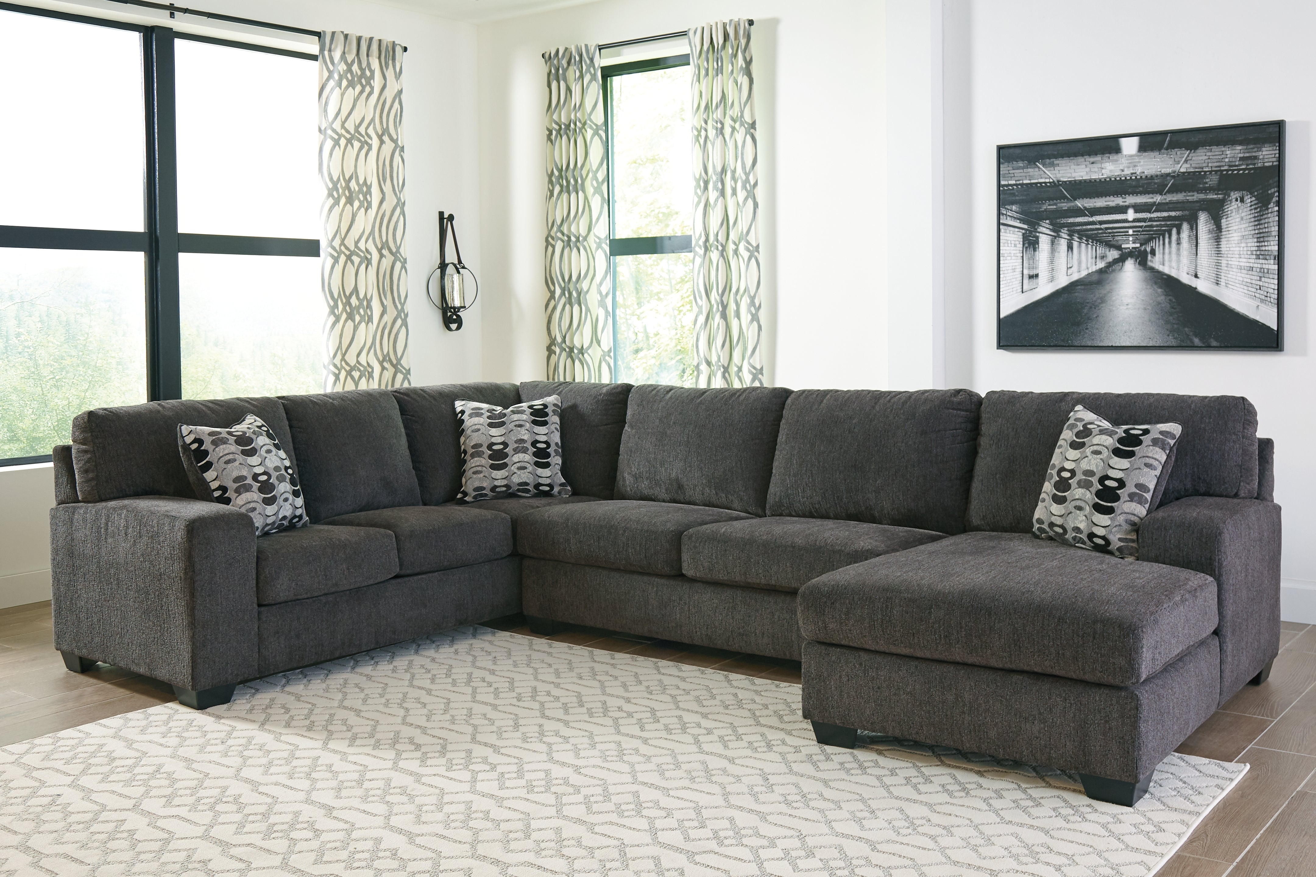 Sectionals for Less - Ashley Furniture - Ballinasloe Sectional - LAF 3-Piece Sectional with Chaise / Smoke - 80703S2