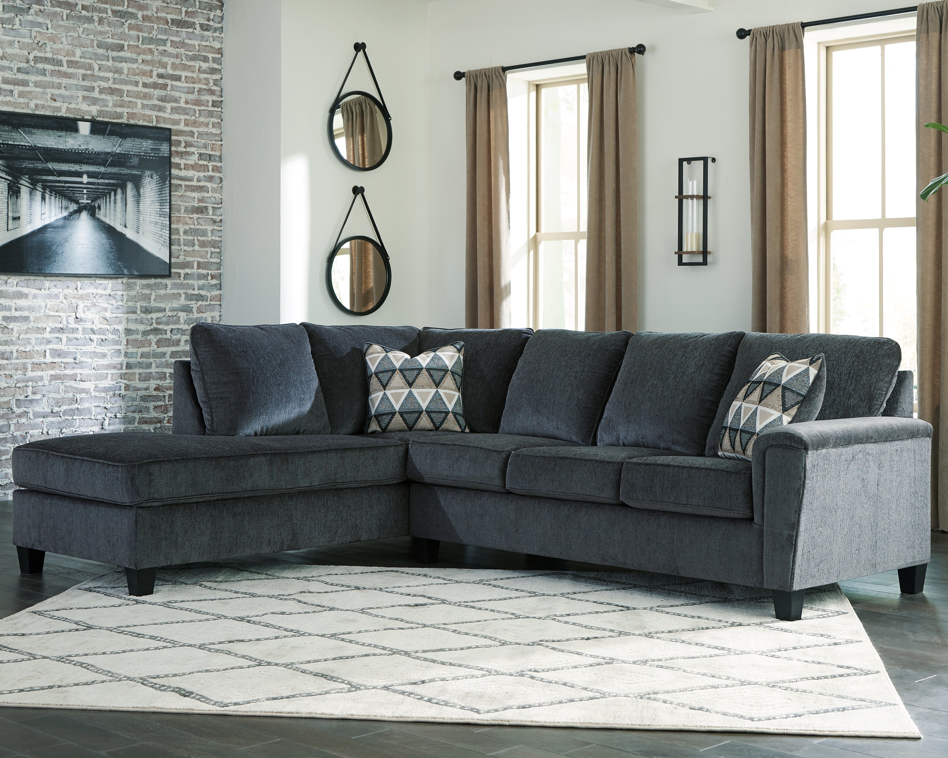 Sectionals for Less - Ashley Furniture - Abinger Sectional - RAF 2-Piece Sectional with Chaise / Smoke - 83905S1
