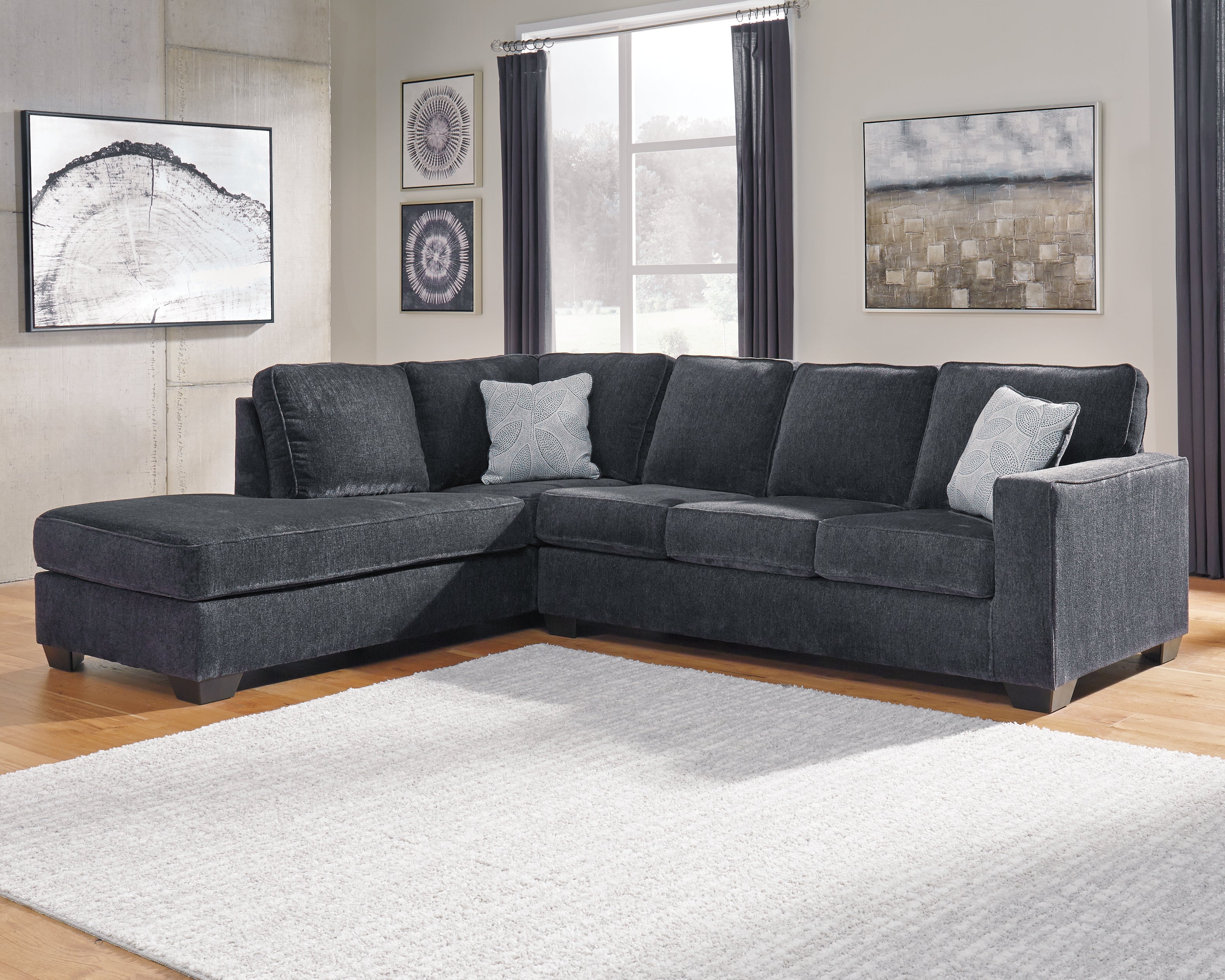 Sectionals for Less - Ashley Furniture - Altari Sectional - RAF 2-Piece Sectional with Chaise / Slate - 87213S1