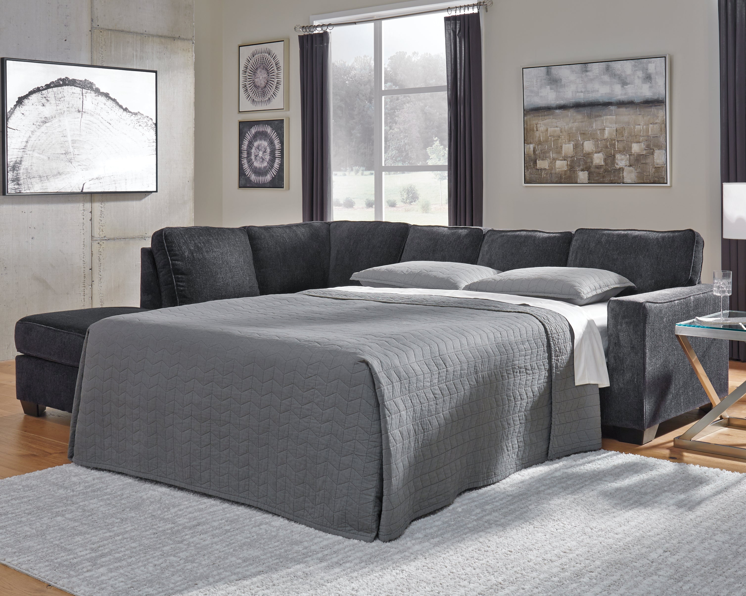 Sectionals for Less - Ashley Furniture - Altari Sectional - RAF 2-Piece Sleeper Sectional with Chaise / Slate - 87213S4