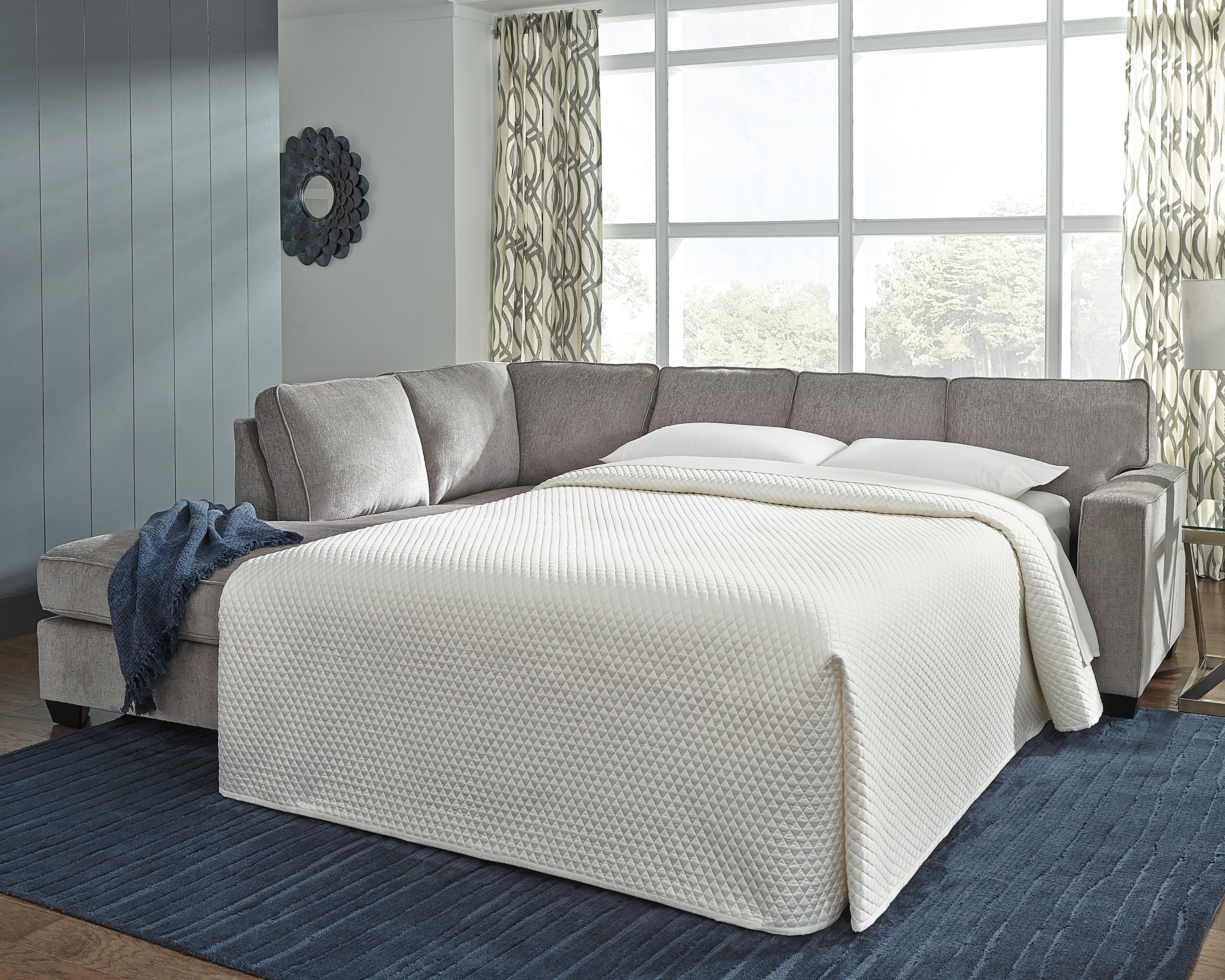 Sectionals for Less - Ashley Furniture - Altari Sectional - RAF 2-Piece Sleeper Sectional with Chaise / Alloy - 87214S4