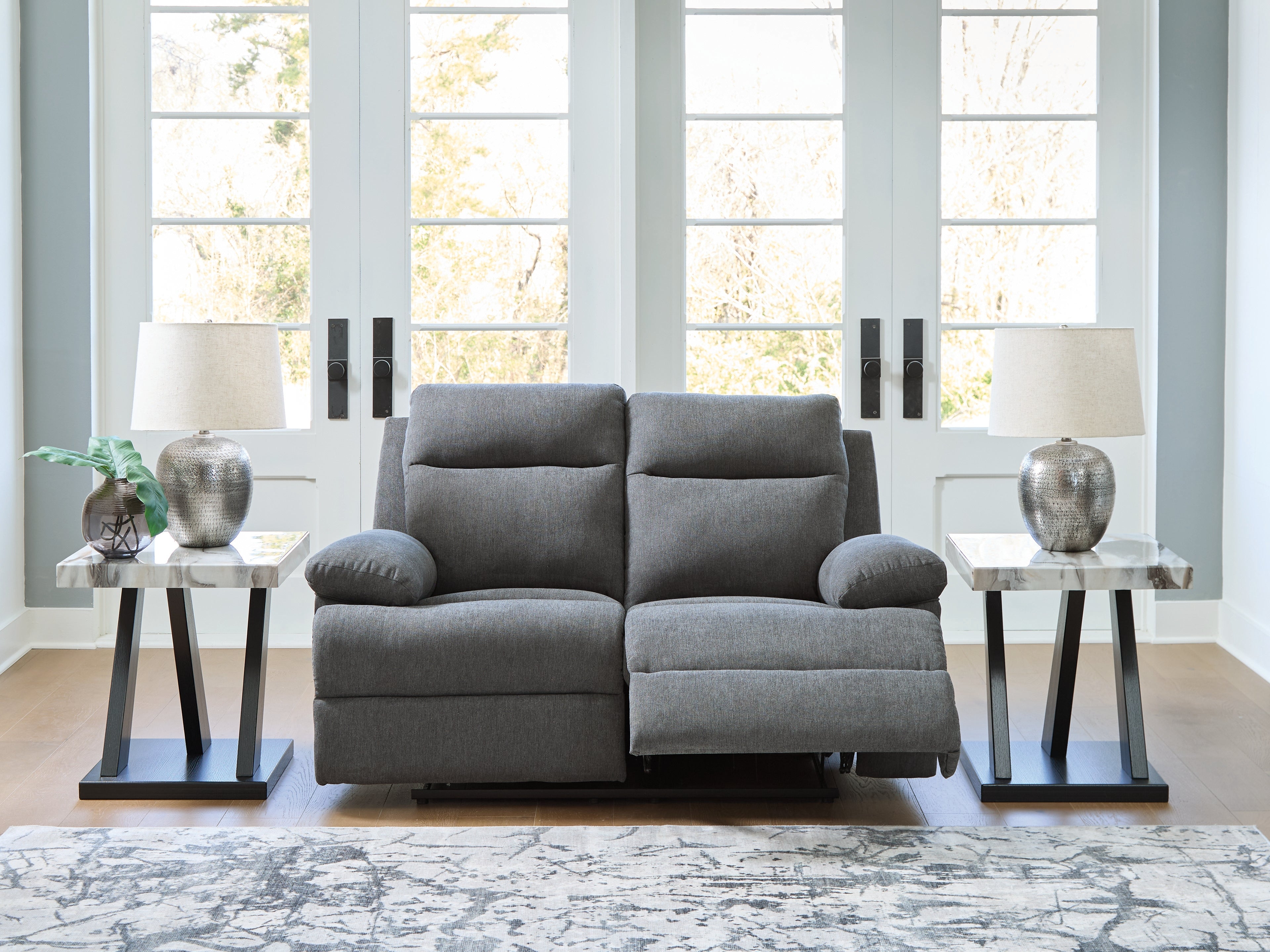 Sectionals for Less - Ashley Furniture - Side-Swipe Living Room - Reclining Loveseat / Charcoal - PC9140686