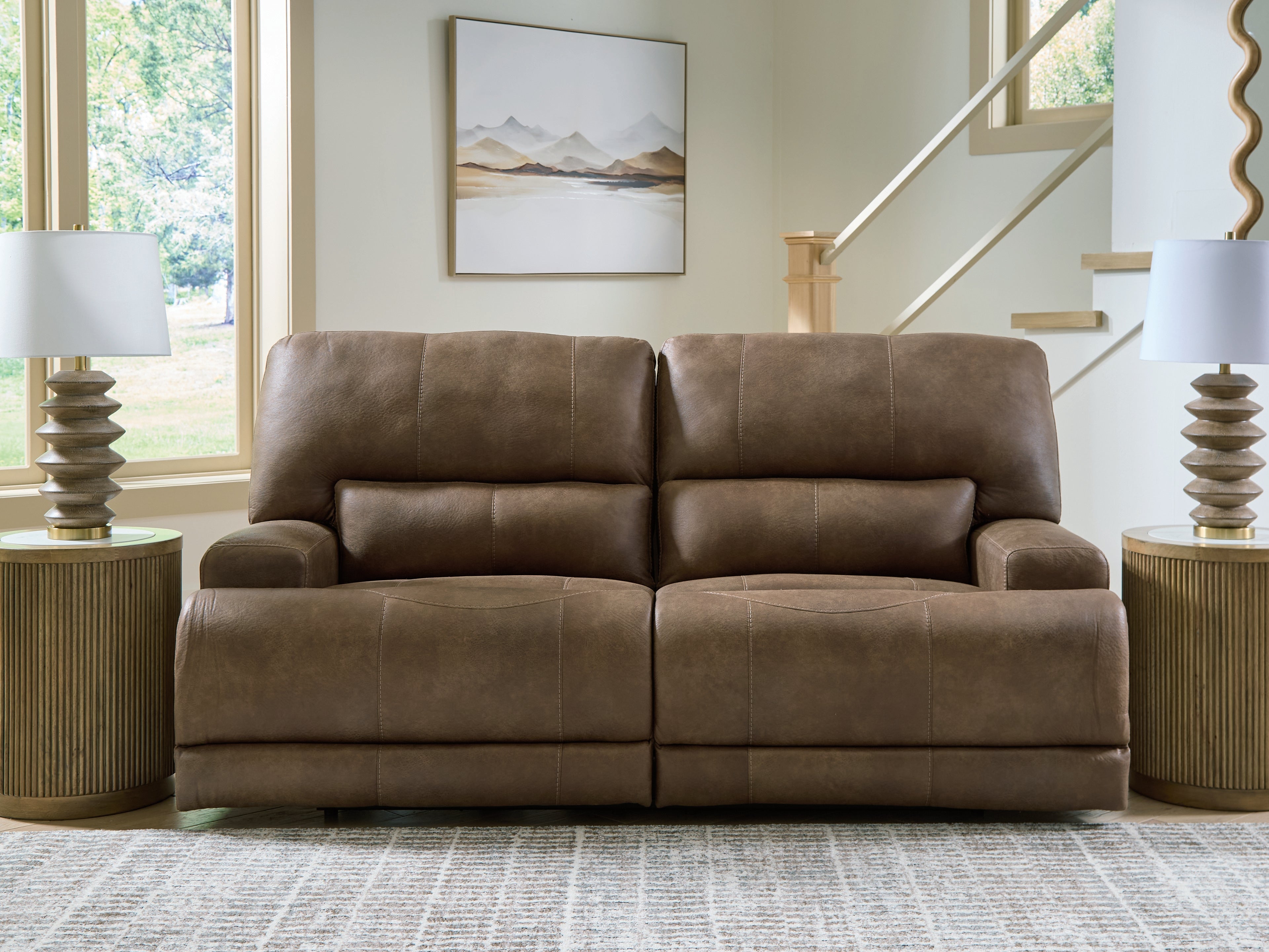 Sectionals for Less - Ashley Furniture - Beckley Place Living Room - 2 Seat PWR REC Sofa ADJ HDREST / Earth - PC9180247