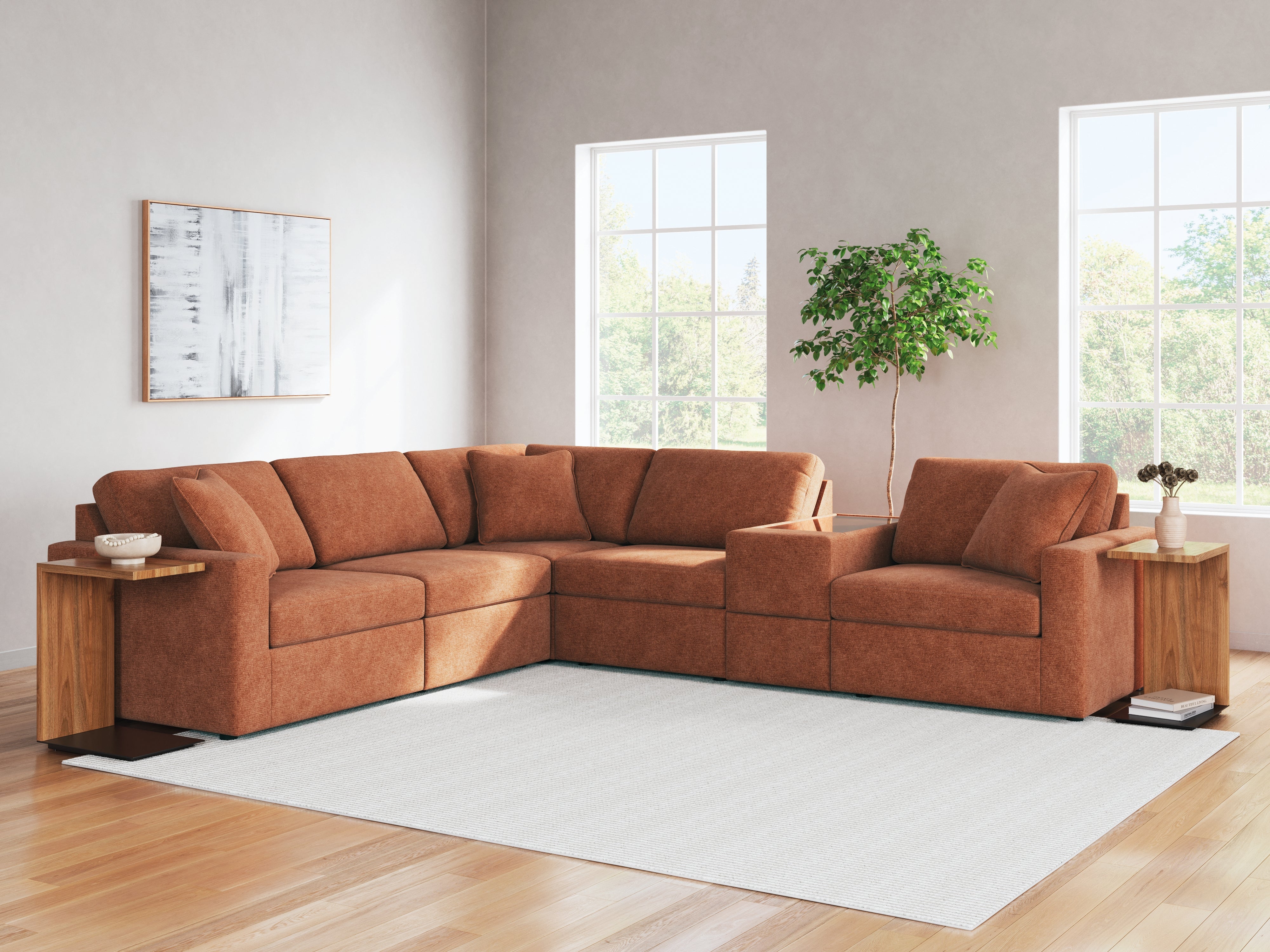 Sectionals for Less - Ashley Furniture - Modmax Sectional - RAF 6-Piece Sectional / Spice - 92102S7
