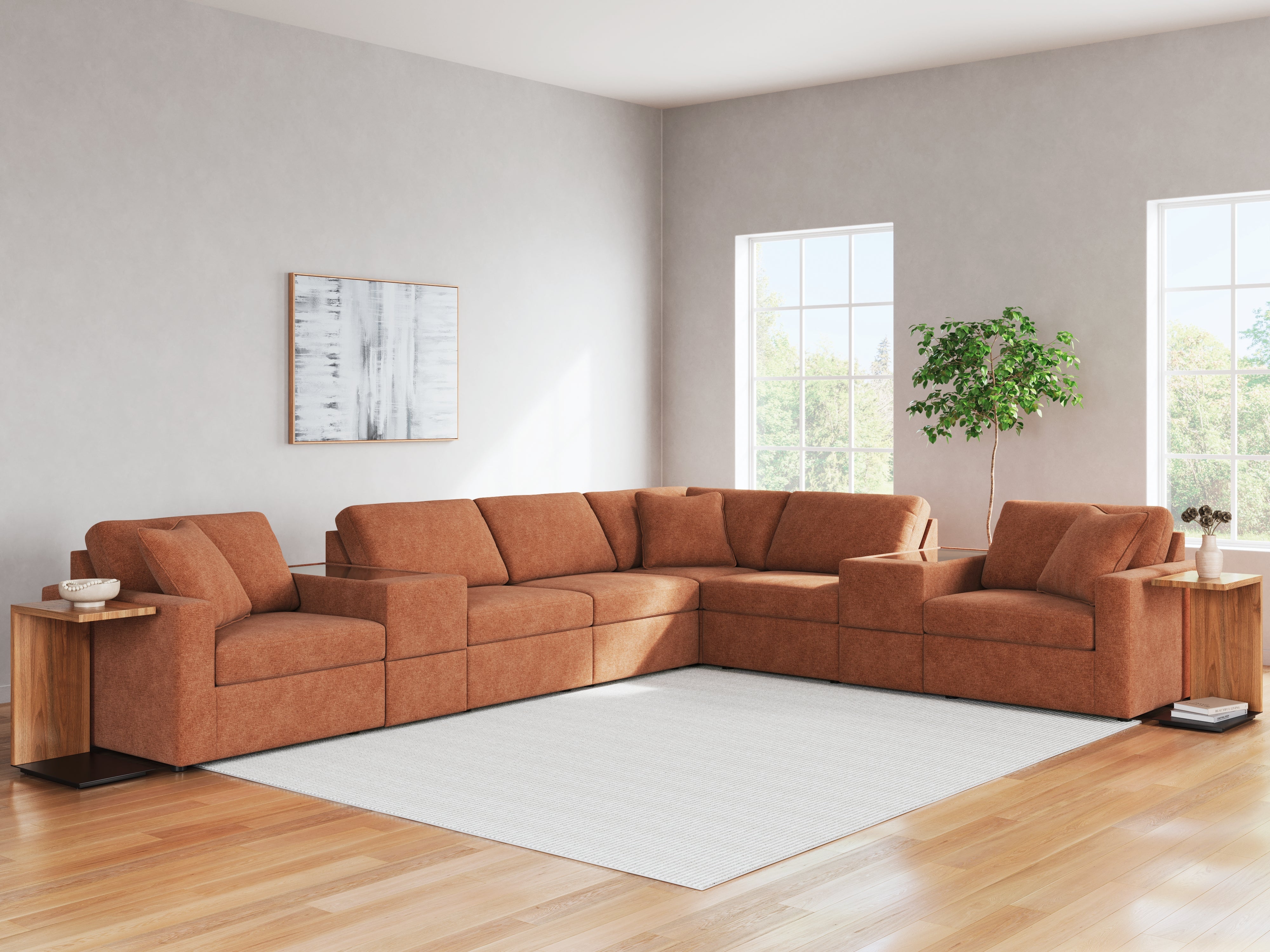 Sectionals for Less - Ashley Furniture - Modmax Sectional - RAF 8-Piece Sectional / Spice - 92102S11