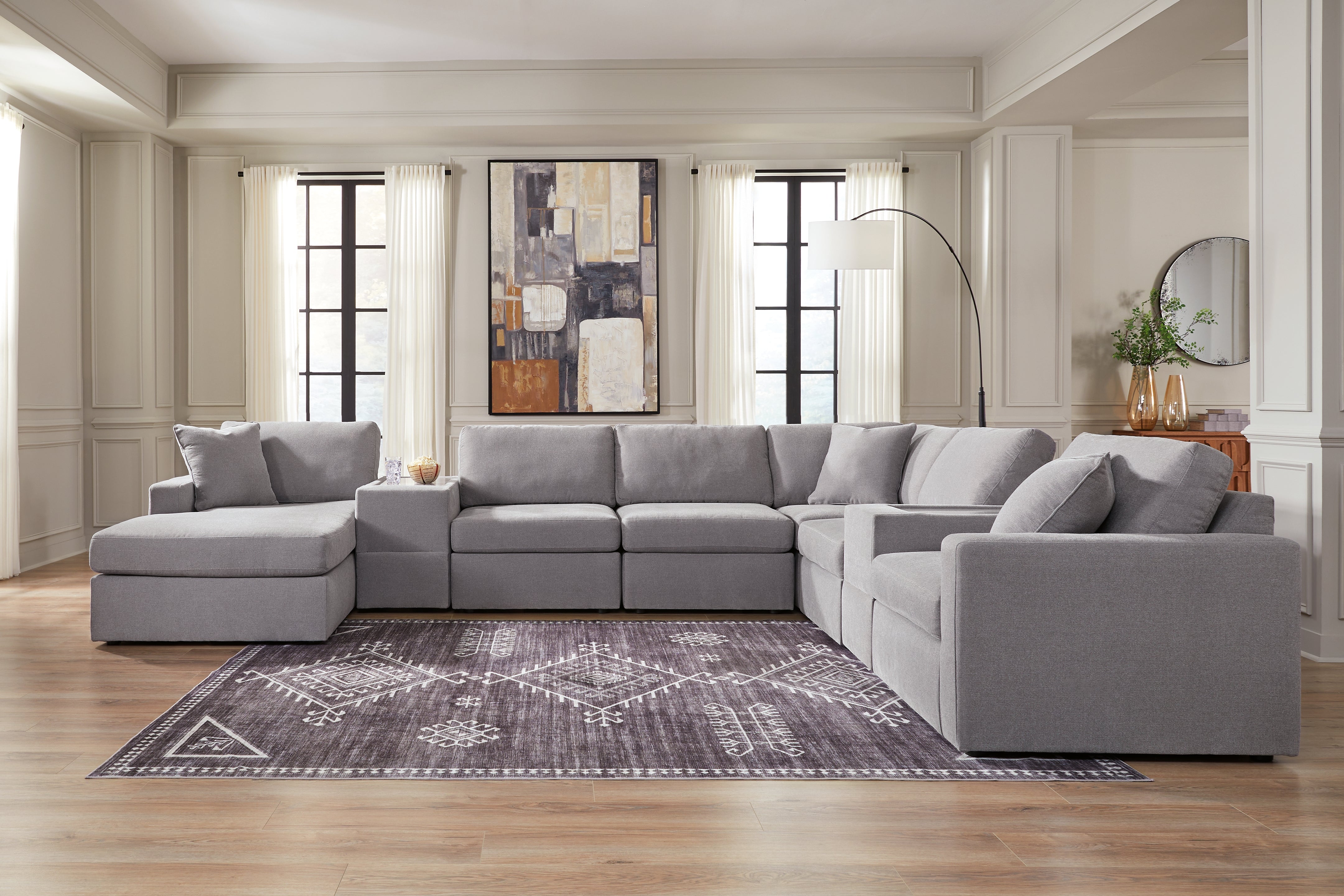 Sectionals for Less - Ashley Furniture - Modmax Sectional - RAF 8-Piece Sectional with Chaise / Granite - 92104S43