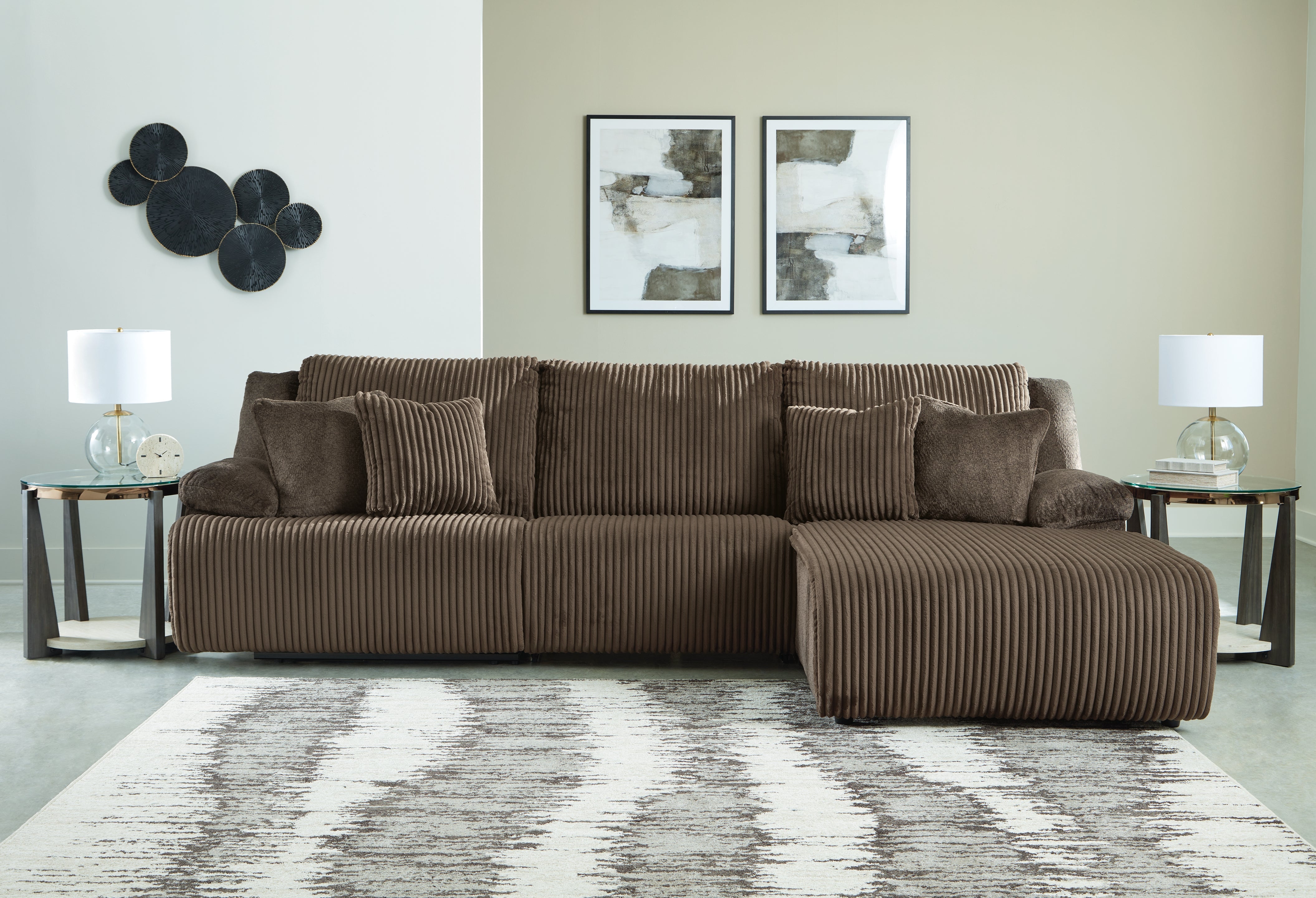 Sectionals for Less - Ashley Furniture - Top Tier Sectional - 3-Piece Sectional Sofa Chaise / Chocolate - 92705S6