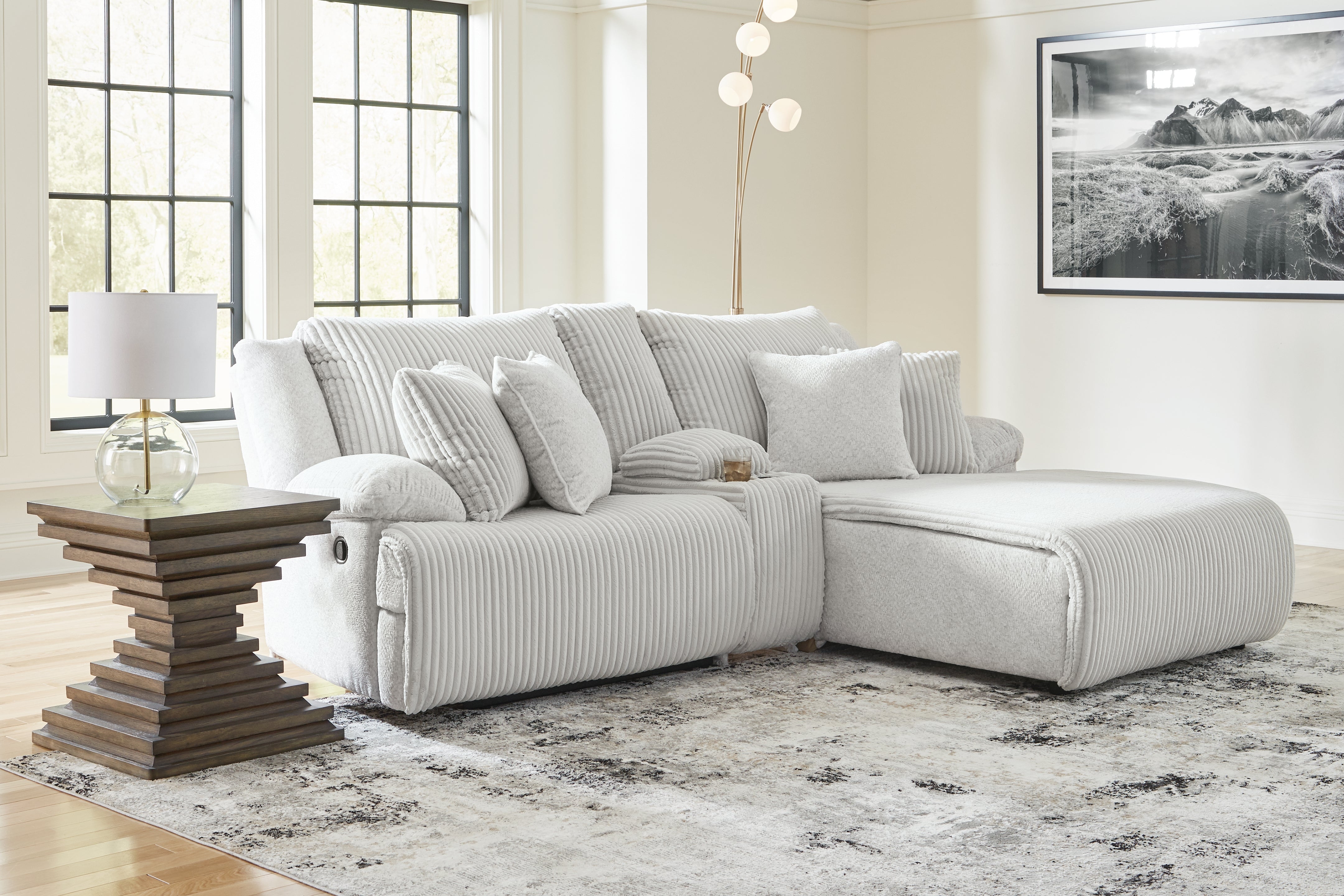 Sectionals for Less - Ashley Furniture - Top Tier Sectional - 3-Piece Reclining Sectional Sofa with Chaise / Alloy - 92706S4
